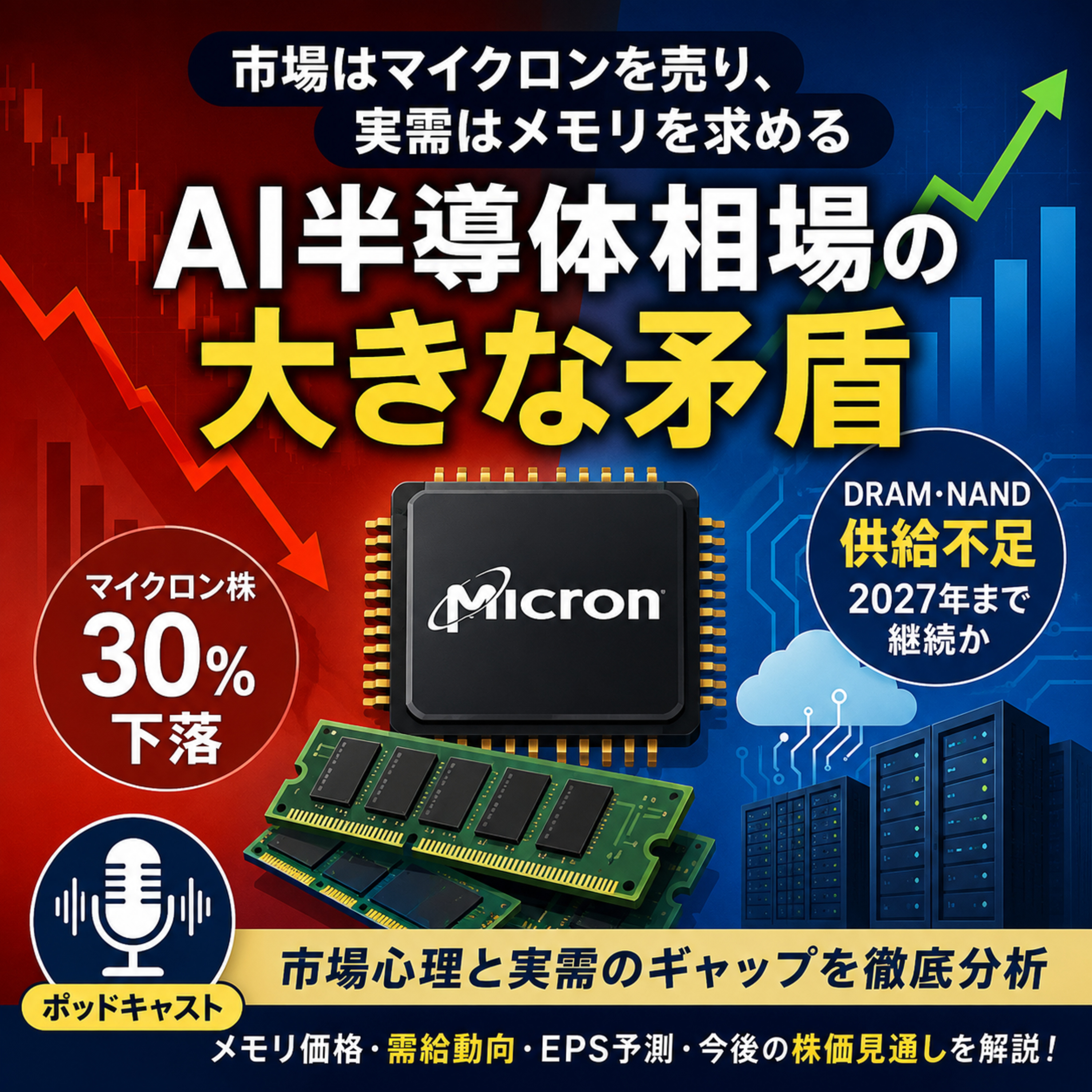 市場はマイクロンを売り、実需はメモリを求める　AI半導体相場の大きな矛盾