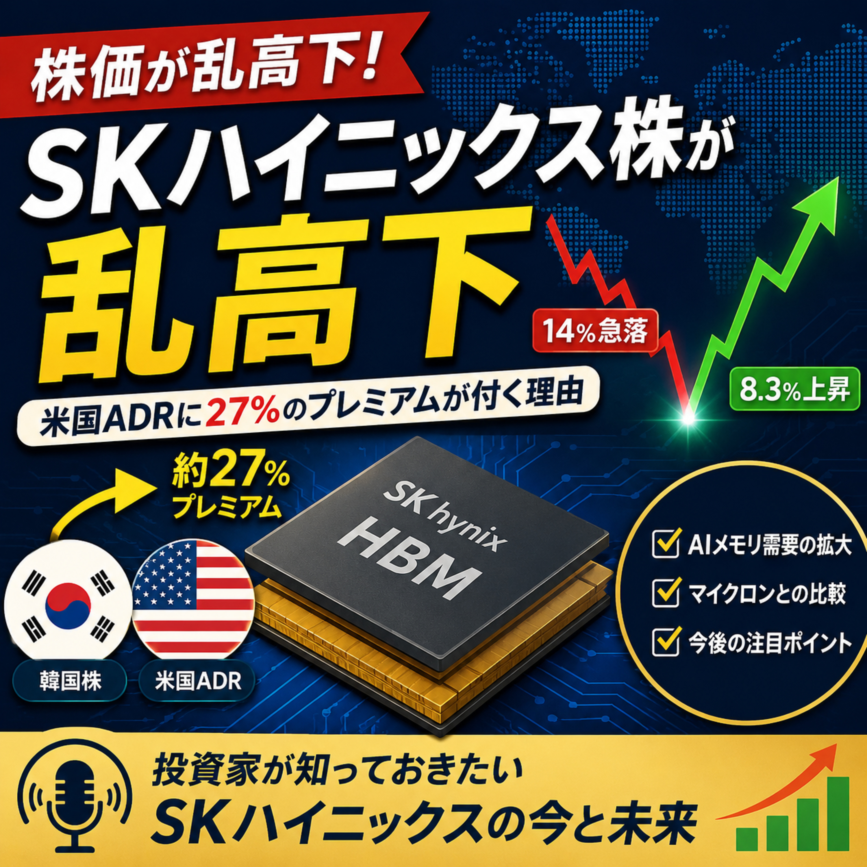 SKハイニックス株が乱高下　米国ADRに27%のプレミアムが付く理由