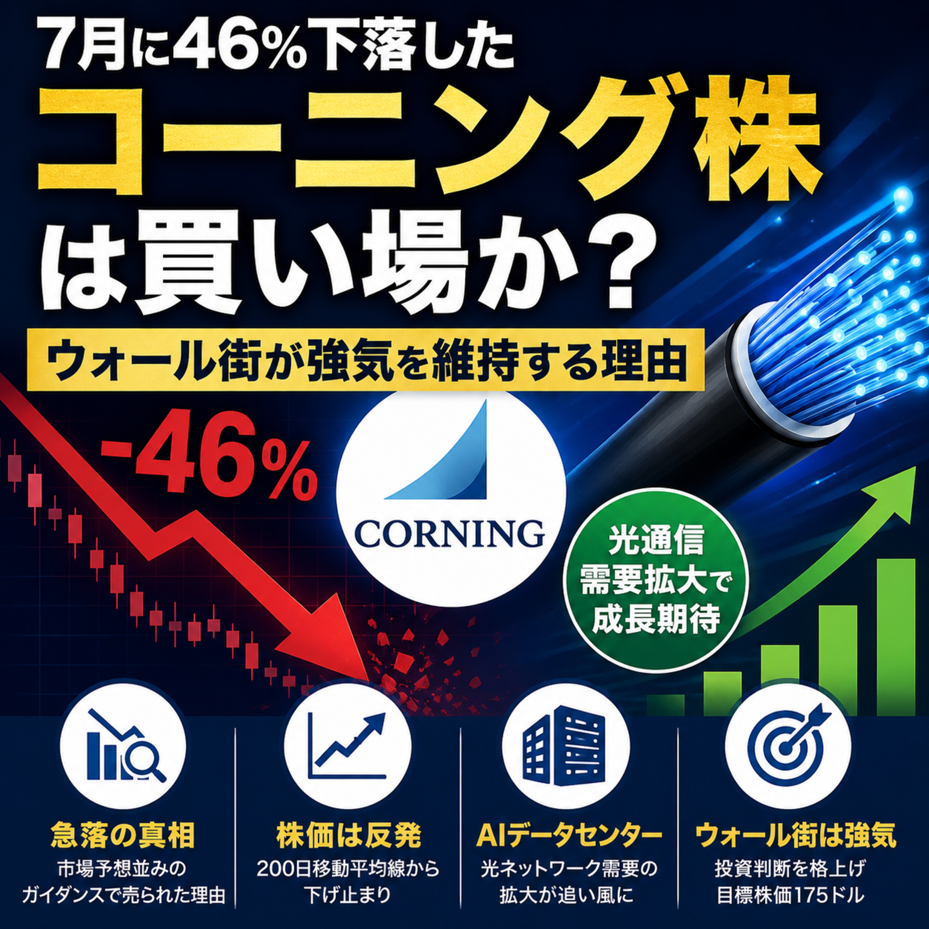 7月に46%下落したコーニング株は買い場か　ウォール街が強気を維持する理由 episode artwork