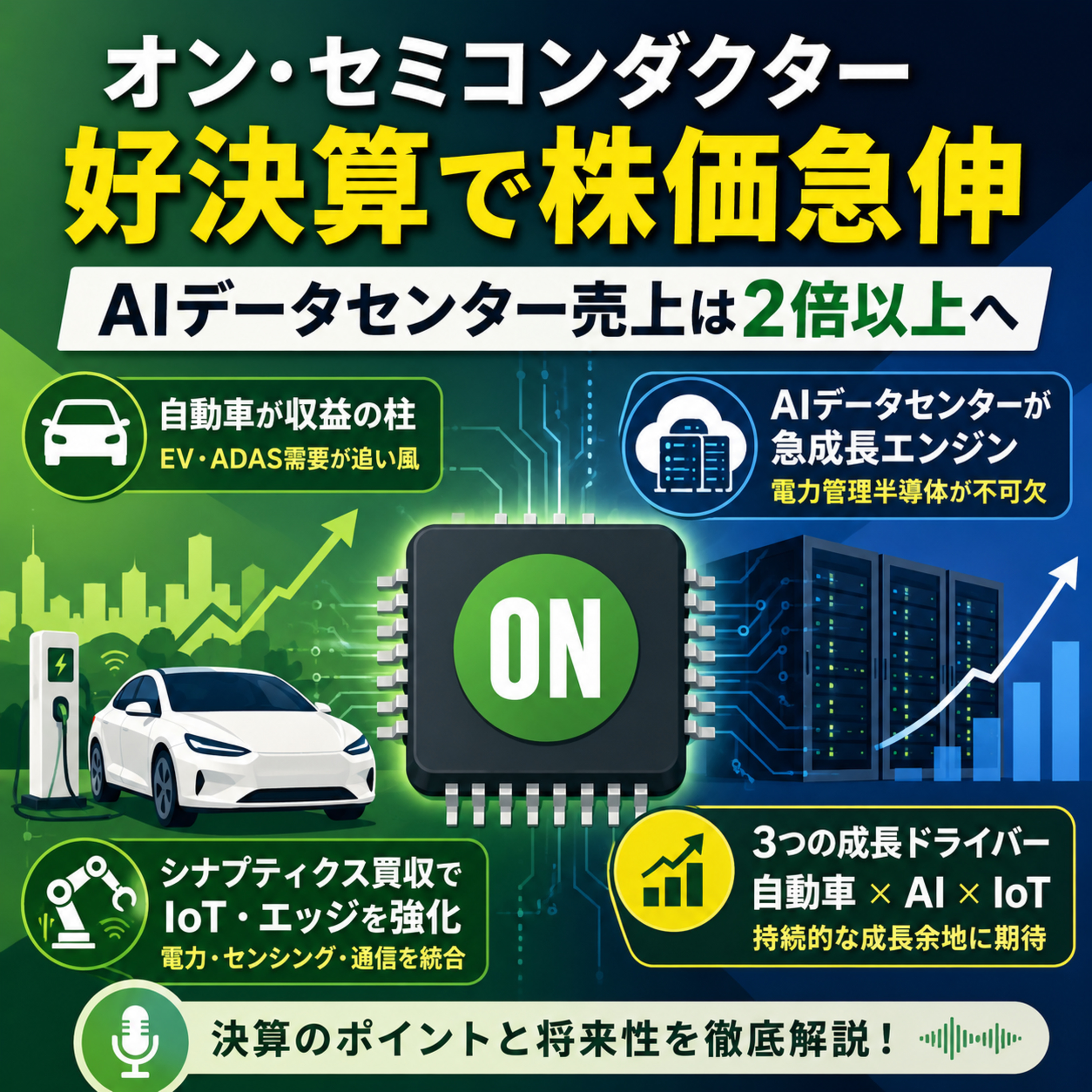 オン・セミコンダクター株が時間外で急伸　AIデータセンター売上倍増が示す成長余地 episode artwork