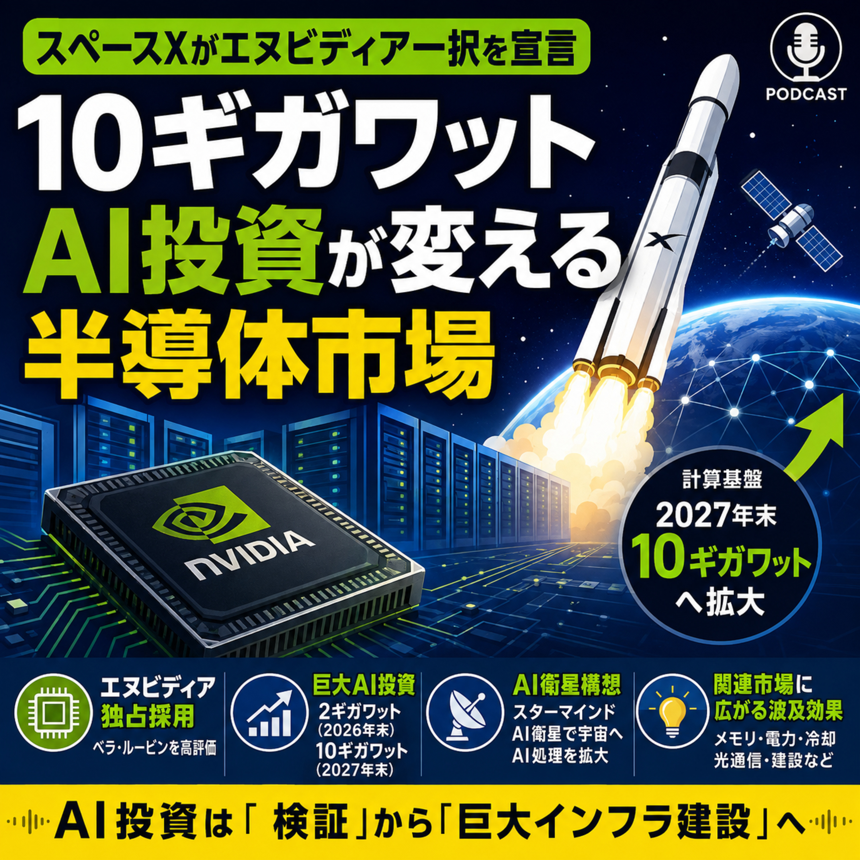 スペースXがエヌビディア一択を宣言　10ギガワットAI投資が変える半導体市場 episode artwork