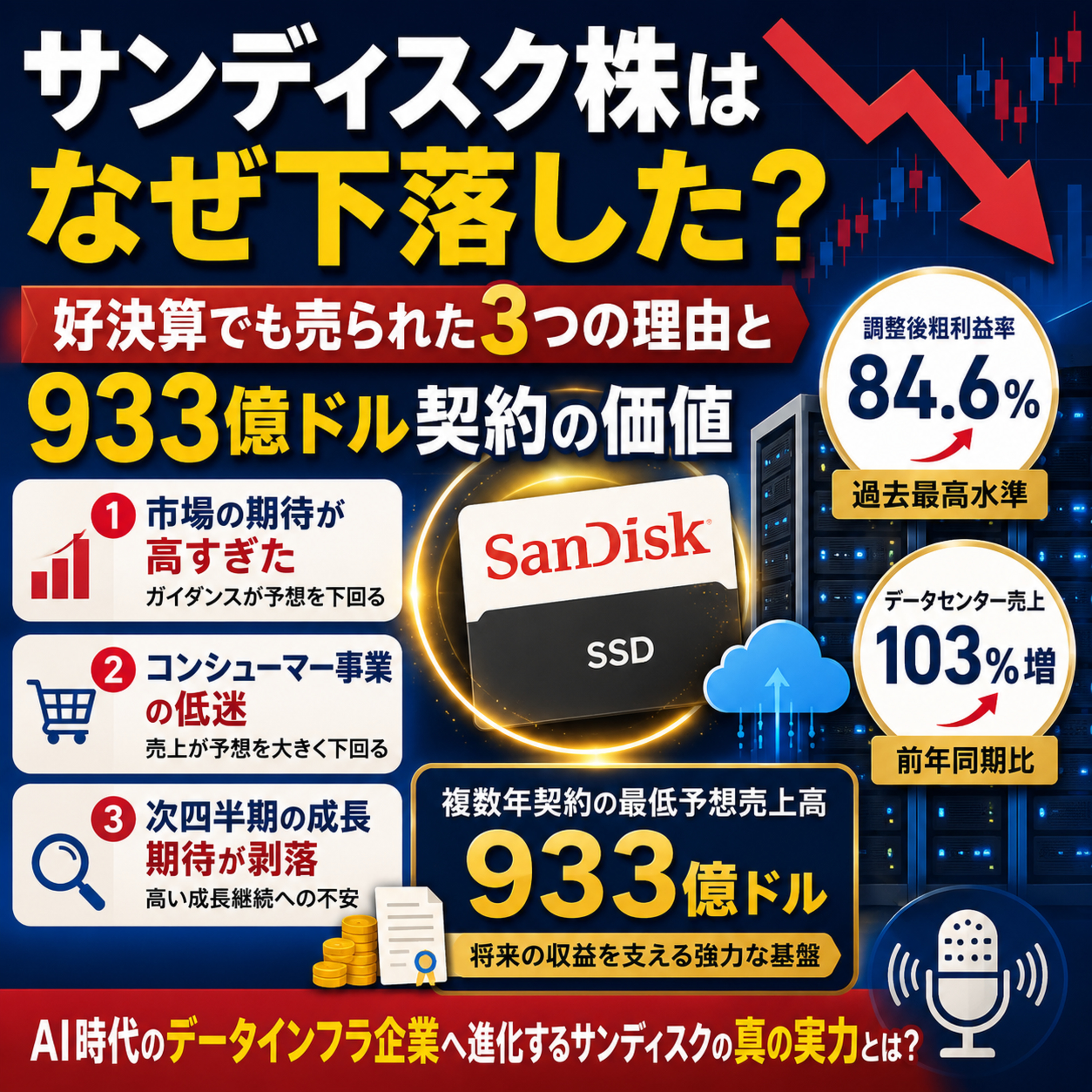 サンディスク株はなぜ下落した？好決算でも売られた3つの理由と933億ドル契約の価値 episode artwork
