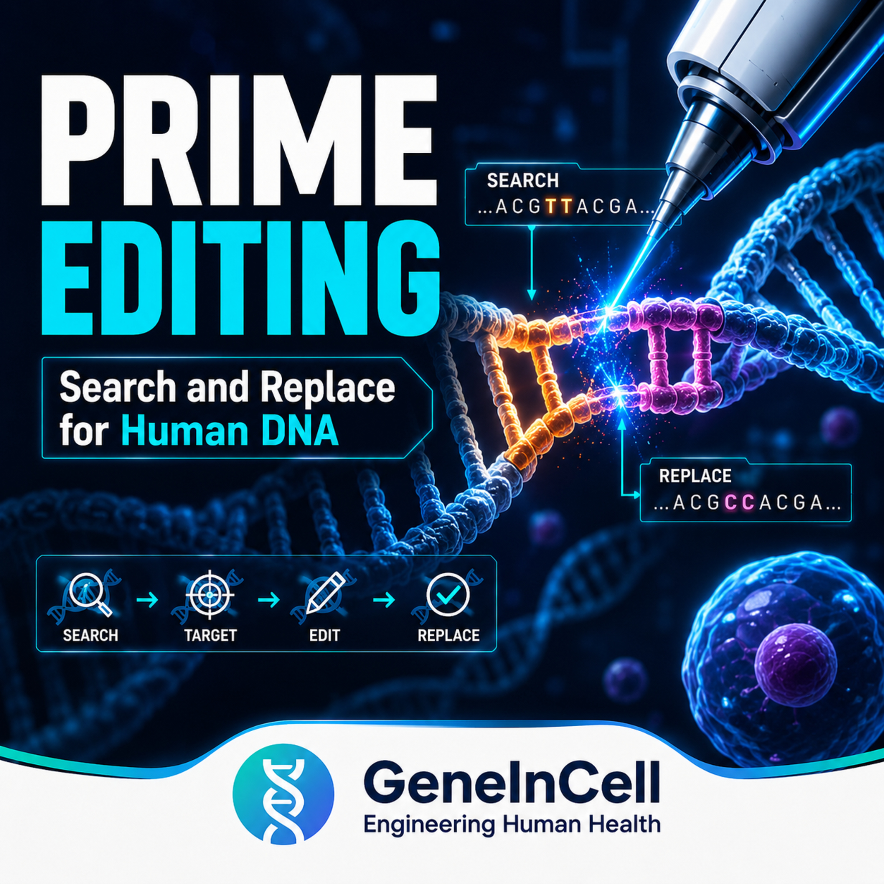 Prime editing: Search and replace for human DNA | GeneInCell | 2026 episode artwork