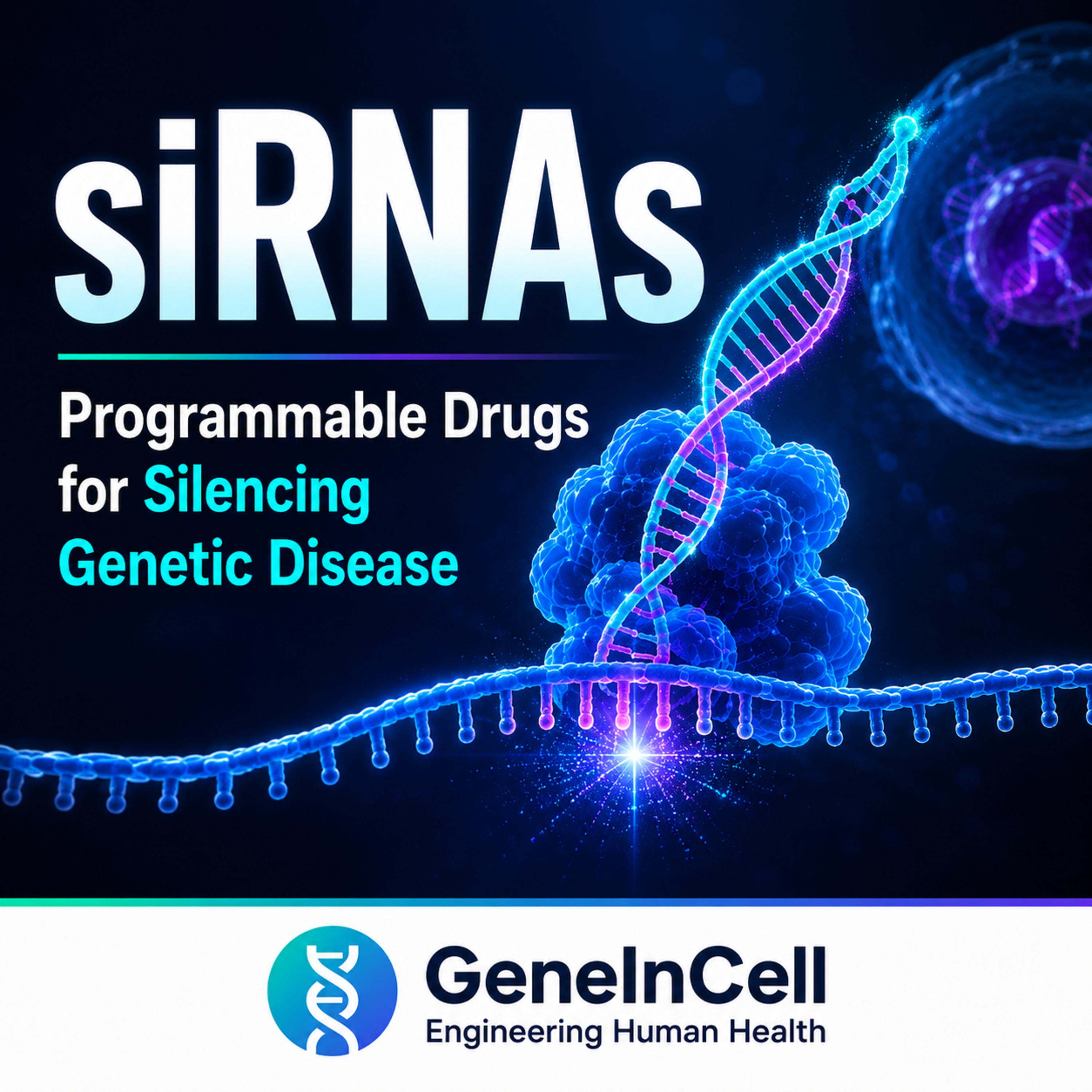 siRNAs: Programmable Drugs for Silencing Genetic Disease | GeneInCell episode artwork