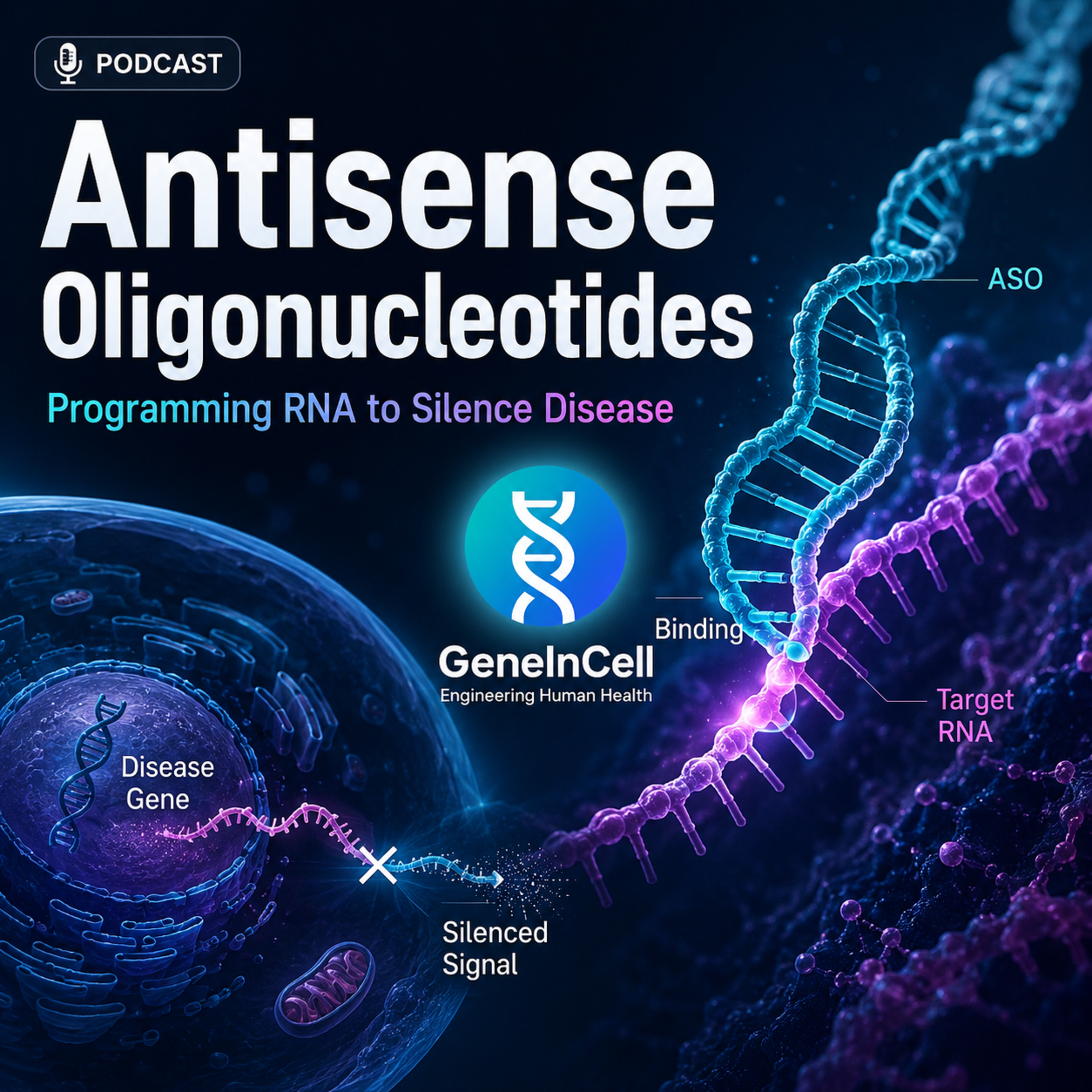 Antisense Oligonucleotides: Programming RNA to Silence Disease | GeneInCell | 2026 episode artwork