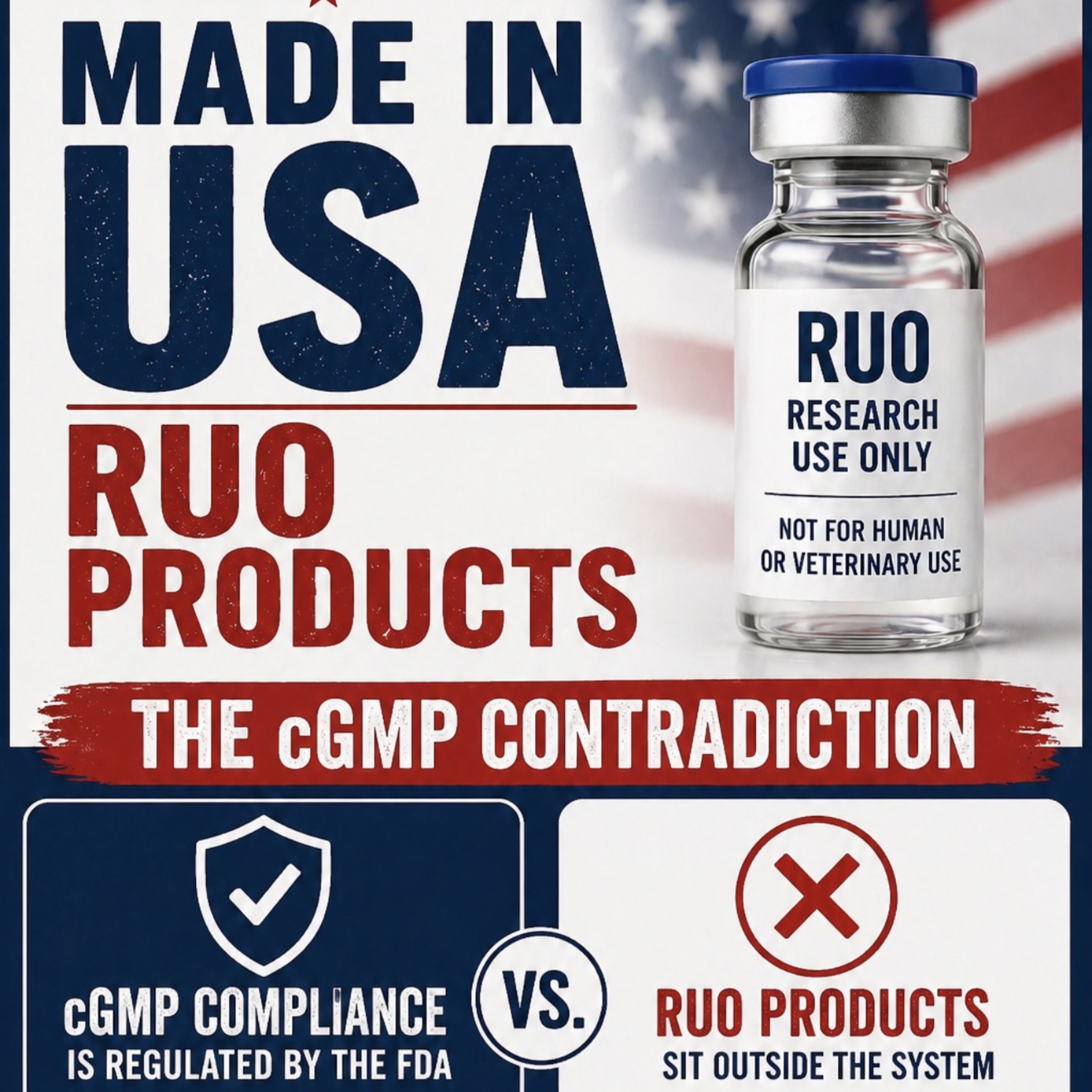 CGMP claims in the RUO Peptide Space