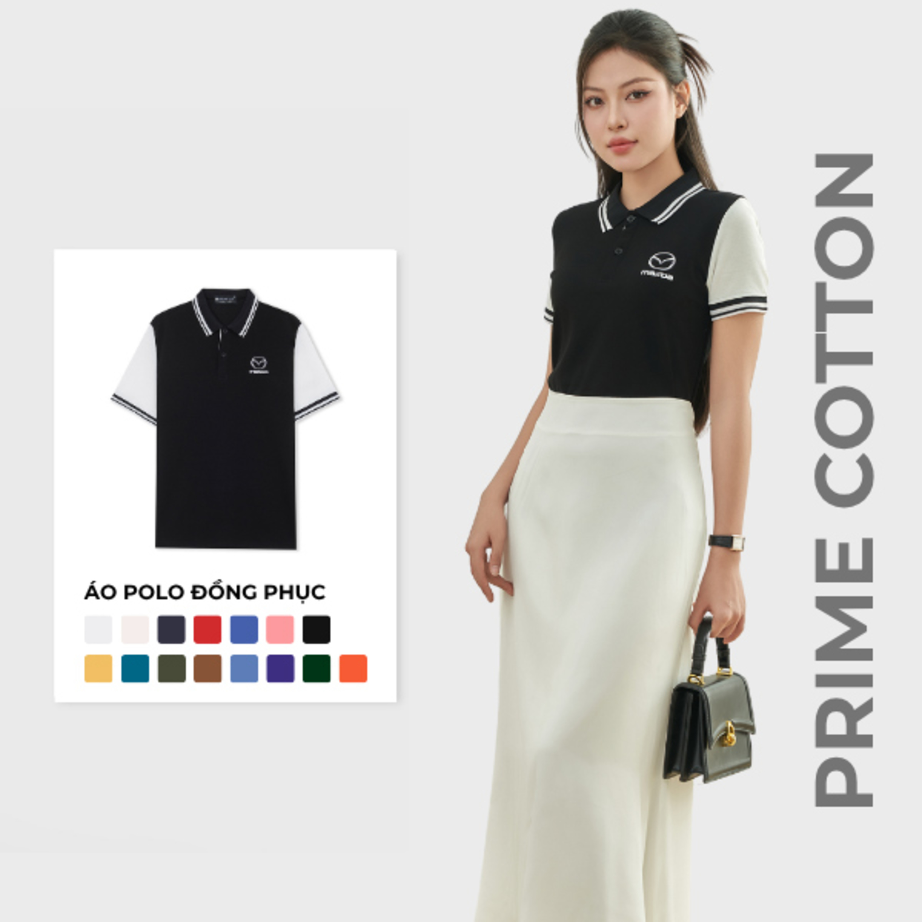 ao dong phuc cong ty prime cotton mau den phoi trang gao episode artwork