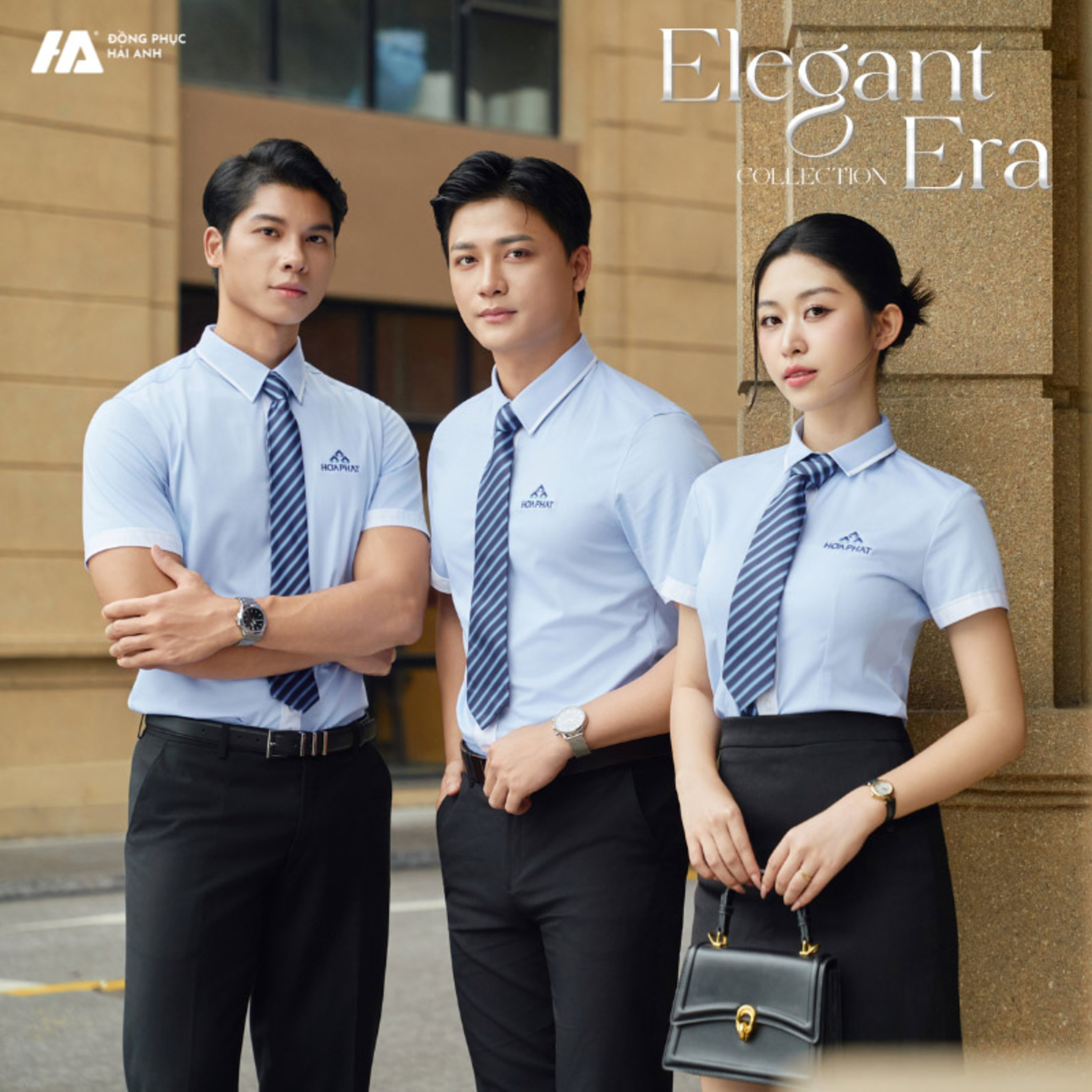 ao so mi dong phuc ngan tay mau xanh phoi trang hoa phat episode artwork