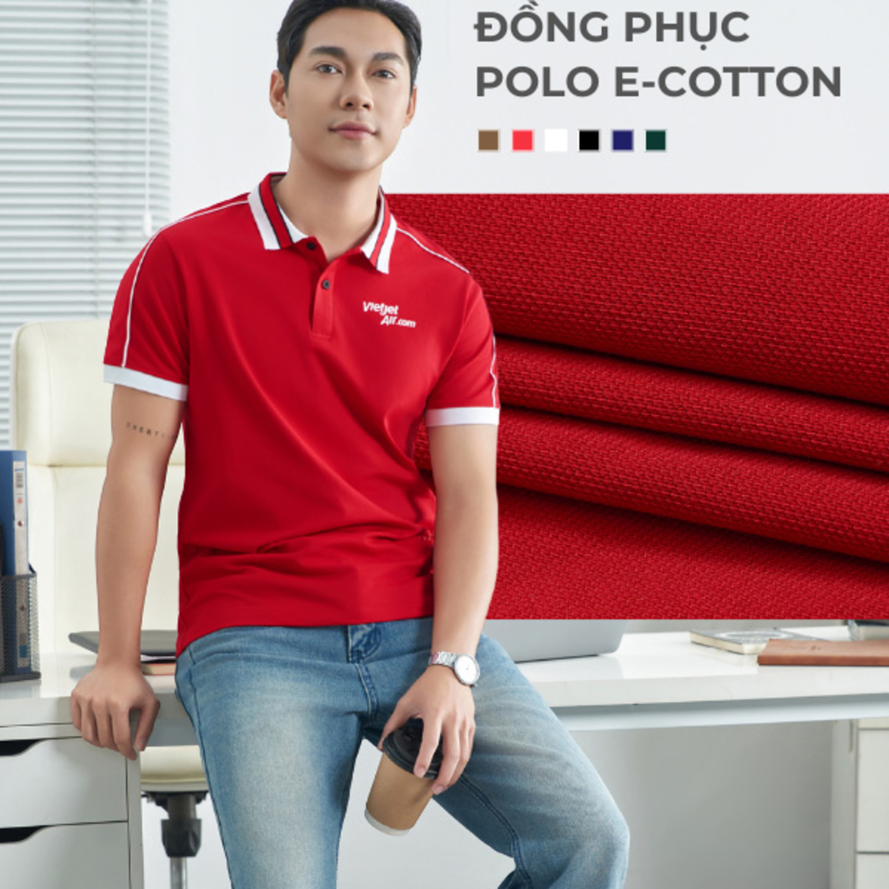ao thun dong phuc cong ty ecotton mau do phoi trang gao episode artwork