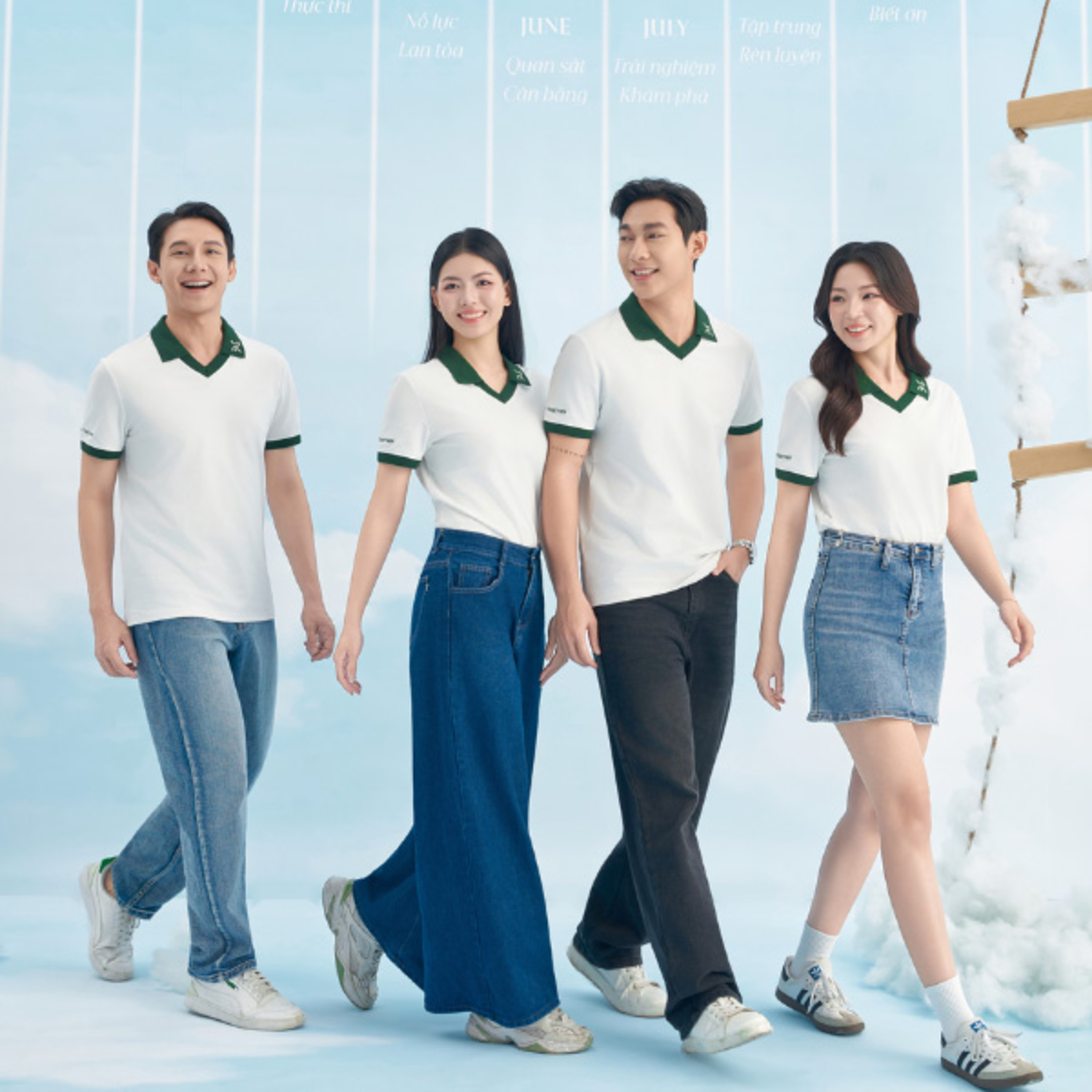 ao thun dong phuc polo co tim mau trang gao
