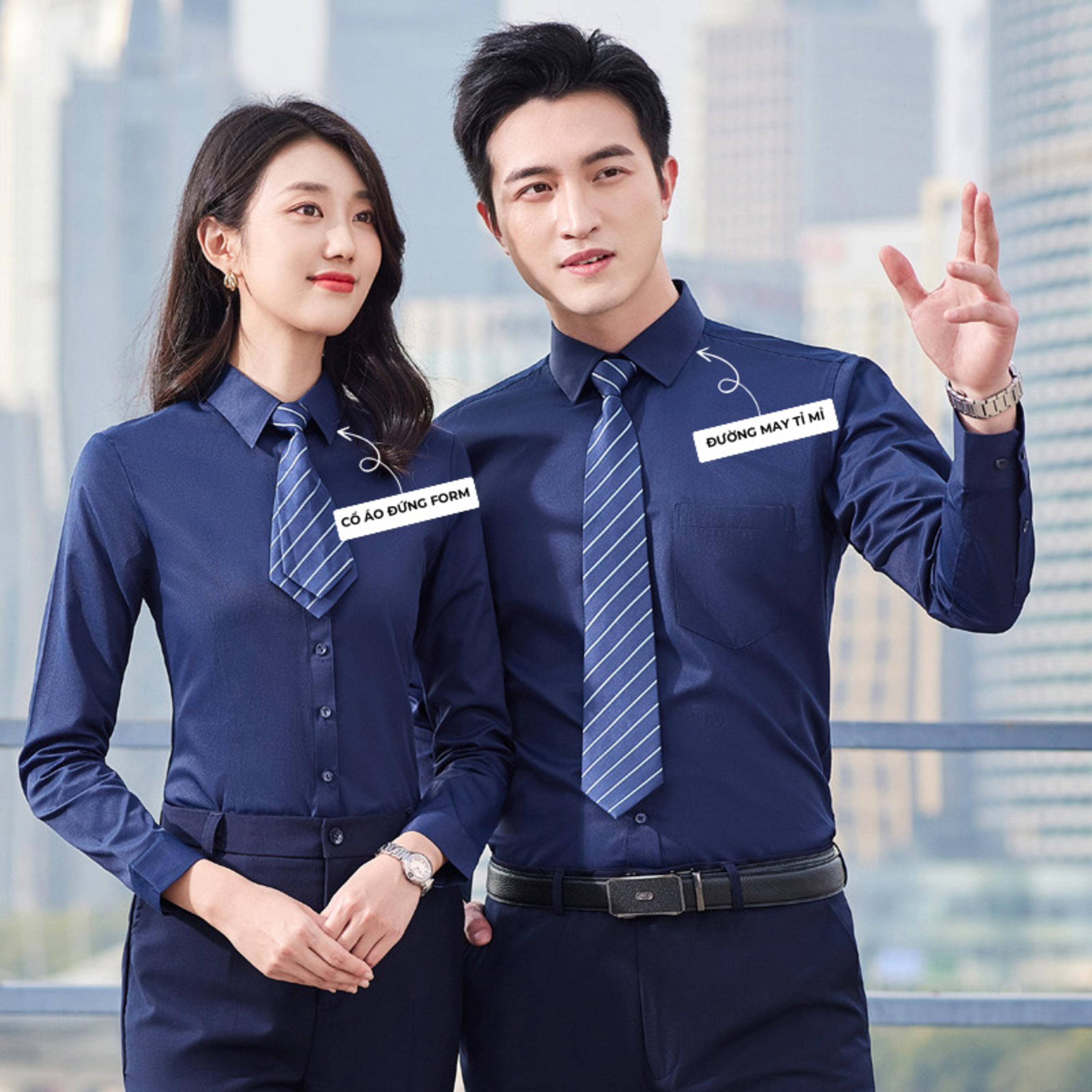 ao so mi dong phuc cong so dai tay mau xanh den episode artwork