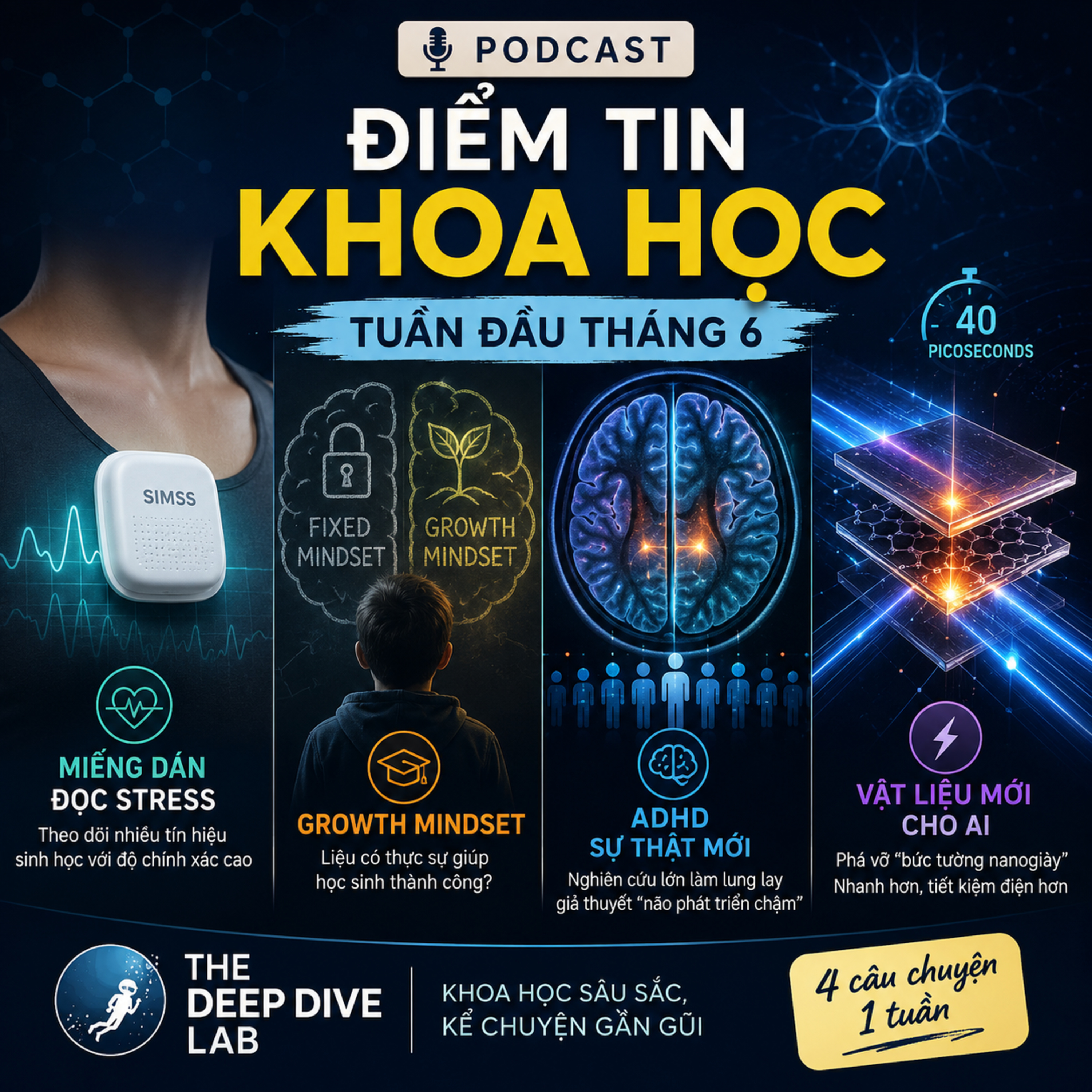 Stress, ADHD, Growth Mindset Và Vật Liệu cho Tương Lai AI | Điểm Tin Khoa Học Tuần Đầu Tháng 6 episode artwork