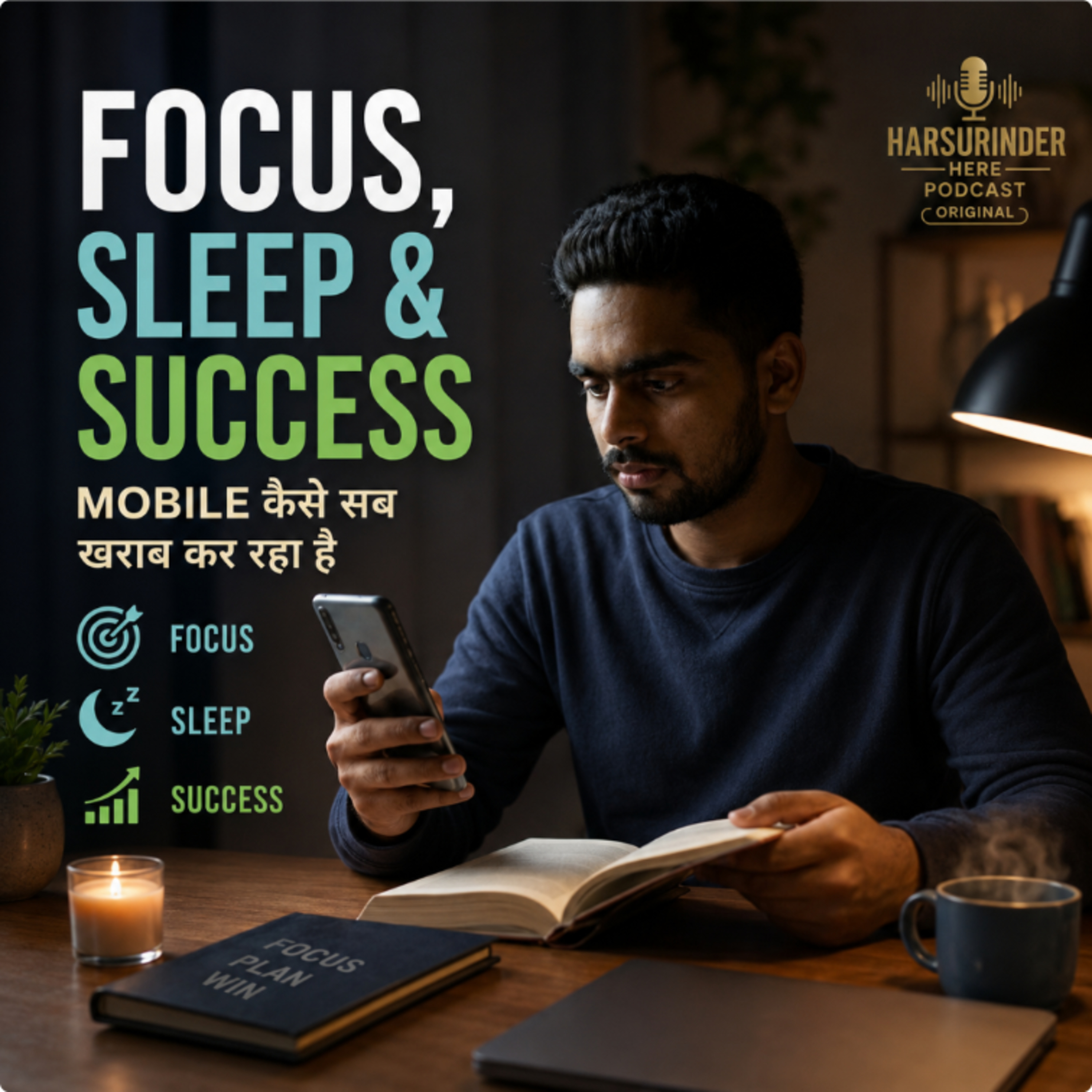 Focus, Sleep & Success — Mobile कैसे सब खराब कर रहा है Harsurinder Here Podcast Original  episode artwork