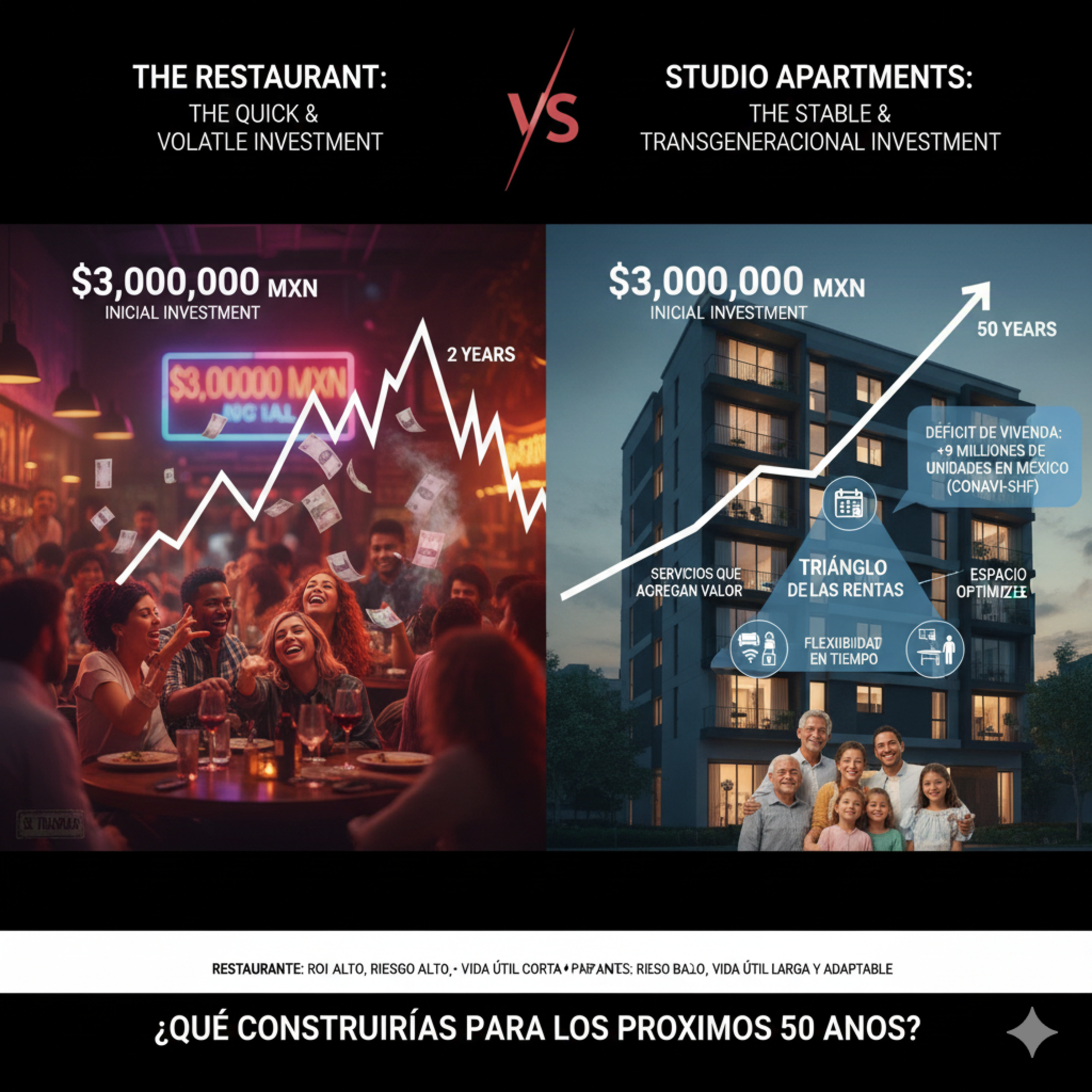 ¿Restaurante o Apartaestudios? Cómo decidir la mejor inversión con visión a 50 años. – ROI 10