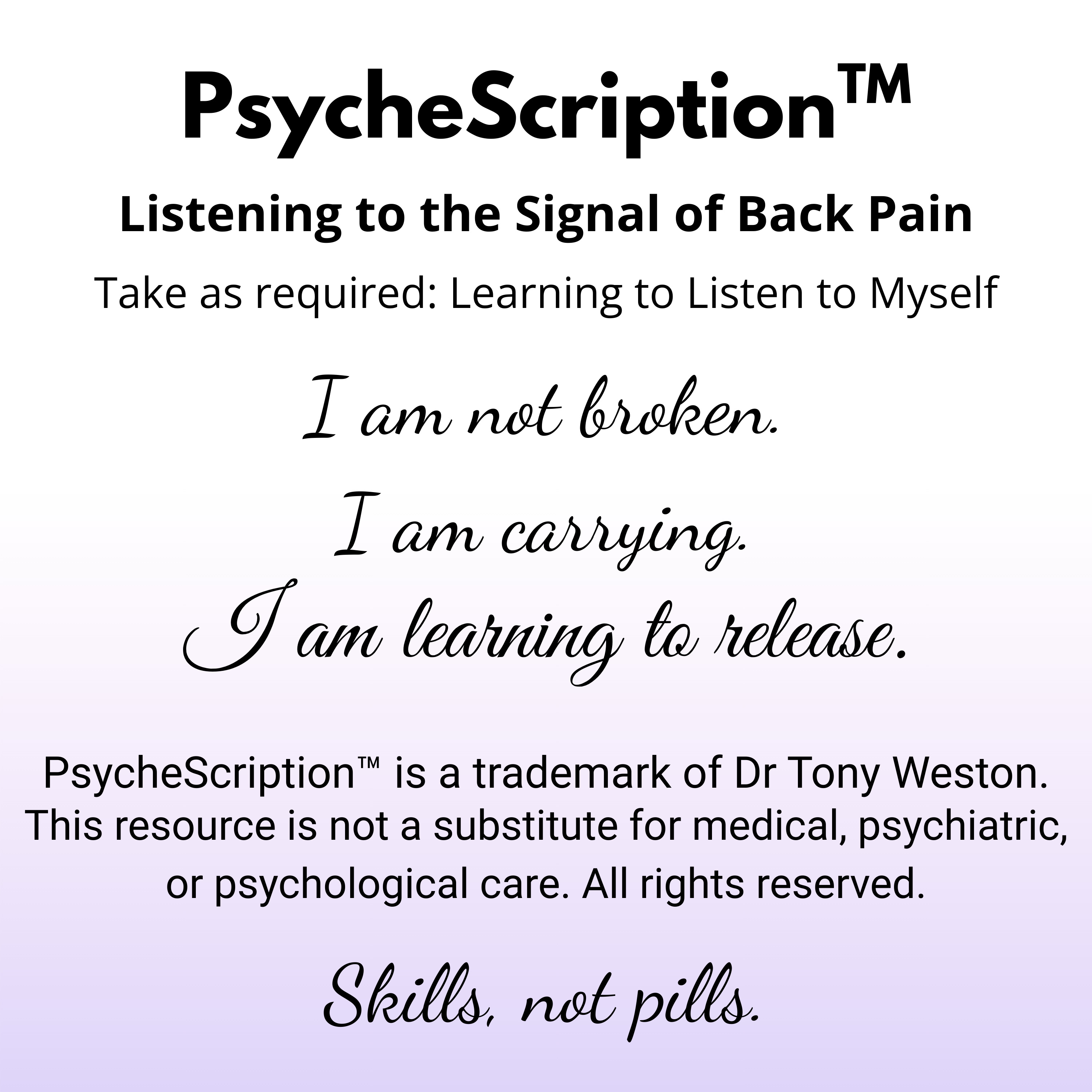 Back Pain: Listening to Back Pain as a Signal, your PsycheScription™ episode artwork