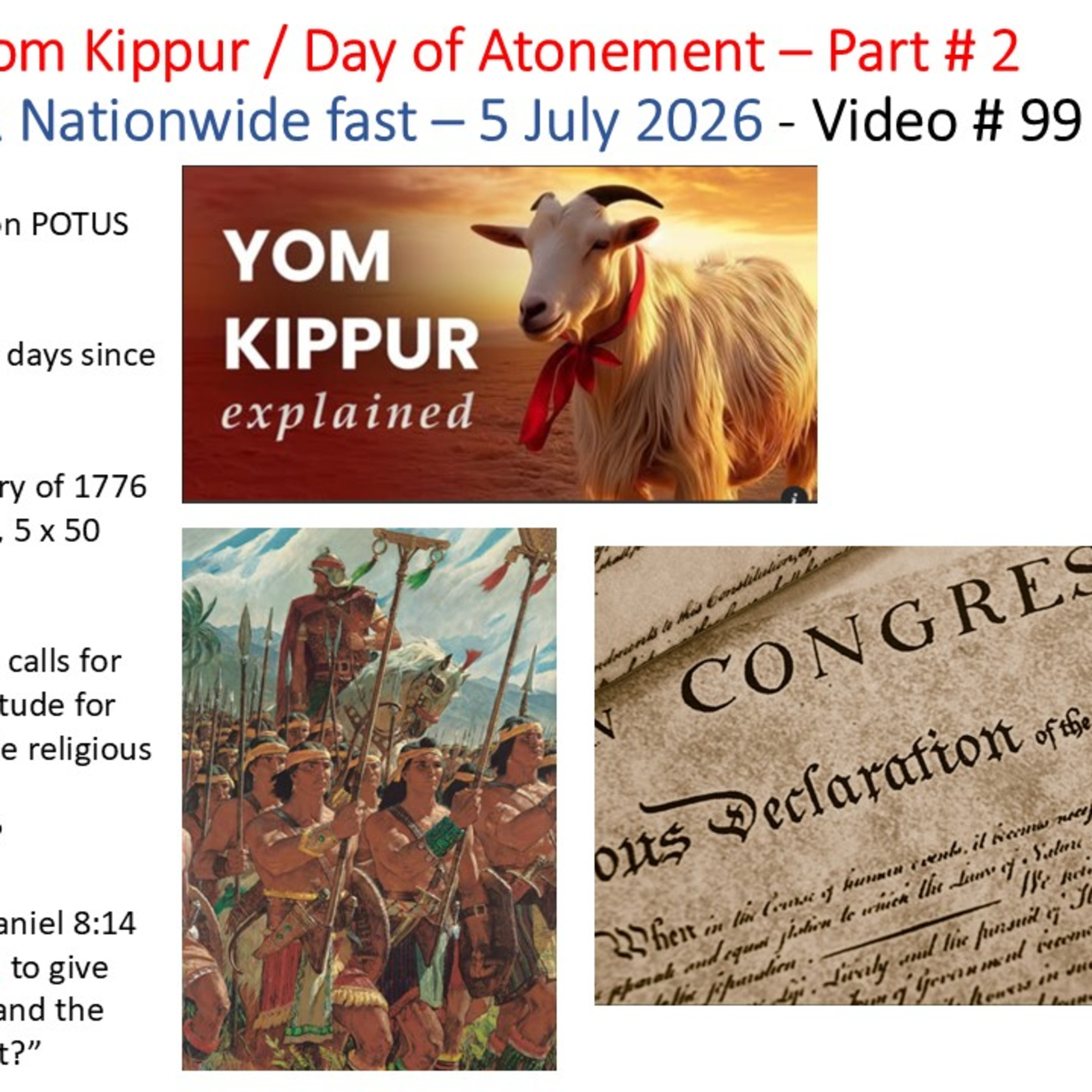 Video # 99b - TRAILER - Yom Kippur / Day of Atonement - USA Nationwide fast – 5 July 2026 - Part # 3 episode artwork