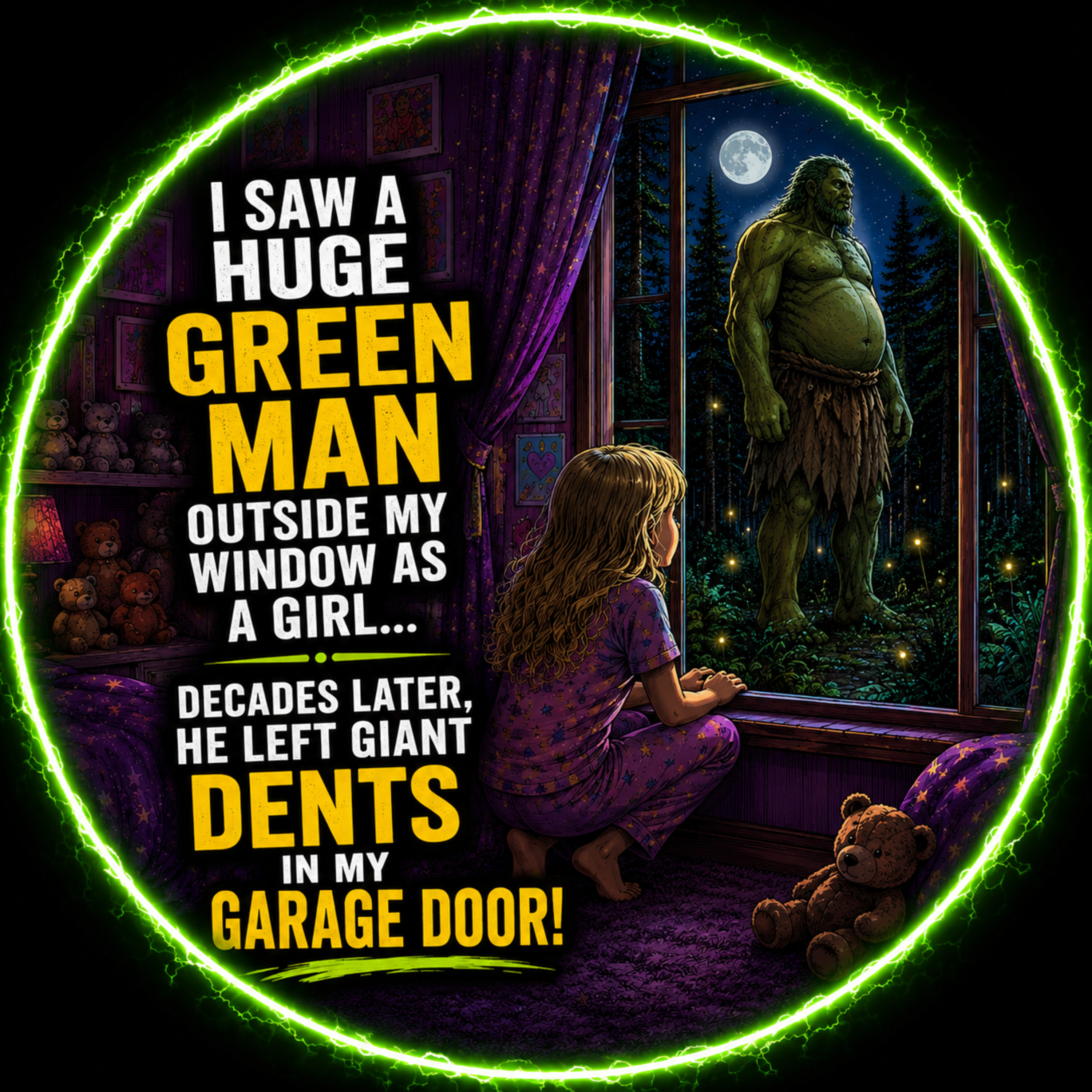 🧚 REAL FAIRY ENCOUNTER: I Saw a Huge Green Man Outside My Window as a Girl… Decades Later, He Left Giant Dents in My Garage Door!