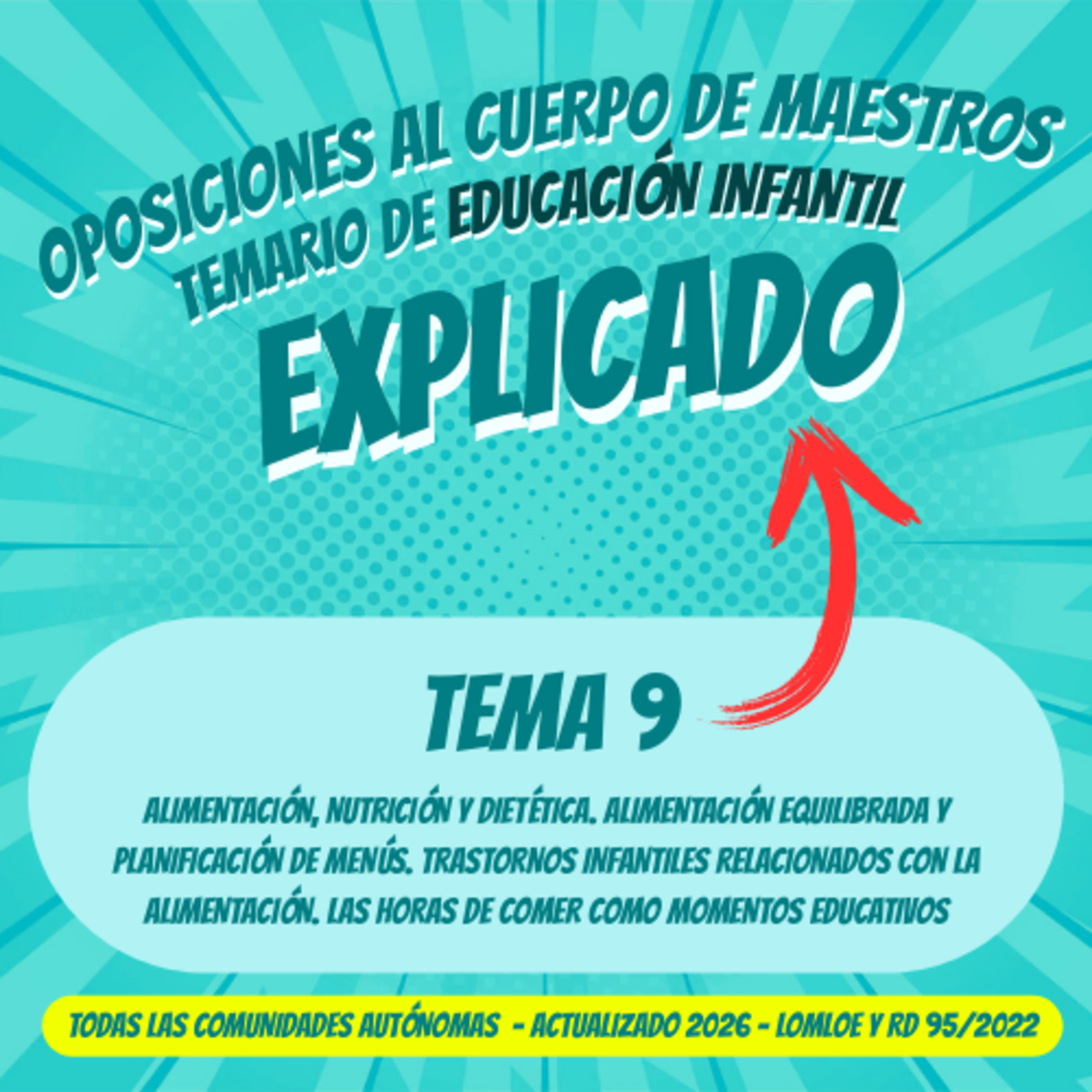 TEMA 9 OPOSICIONES EDUCACIÓN INFANTIL 2026 (LOMLOE Y RD95/2022) - Alimentación, nutrición y dietética. Alimentación equilibrada y planificación de menús. Trastornos infantiles con la alimentación. episode artwork