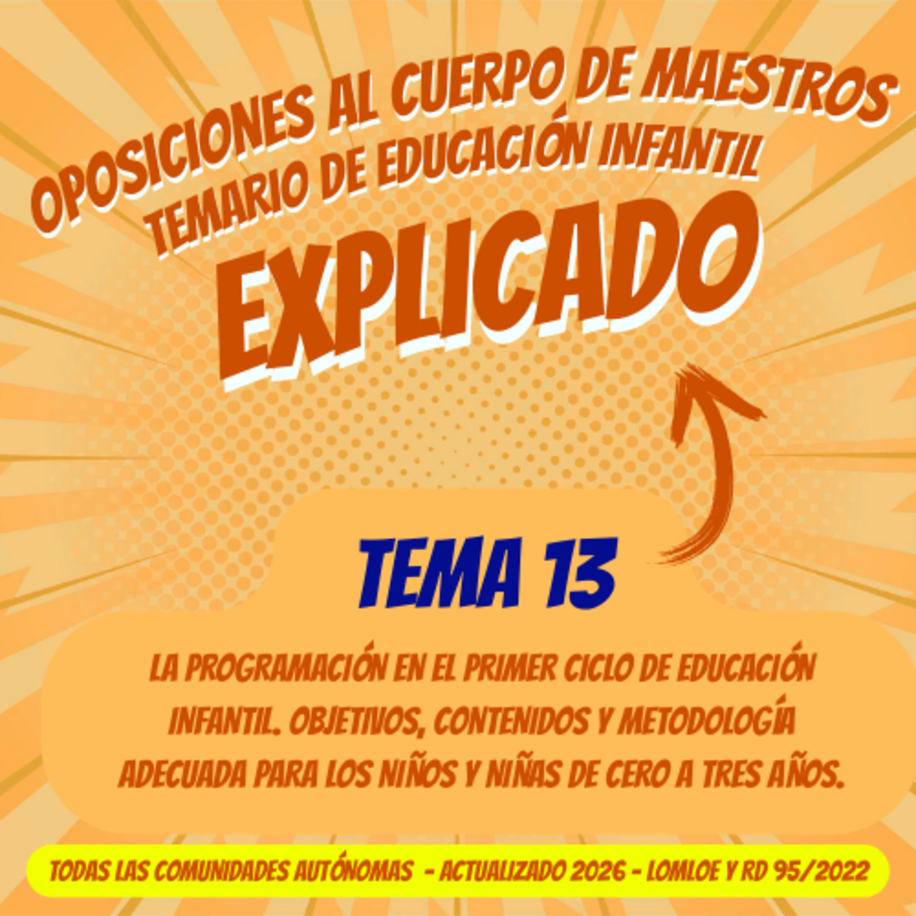 TEMA 13 OPOSICIONES EDUCACIÓN INFANTIL 2026 (LOMLOE Y RD95/2022) - La programación en el primer ciclo de Educación Infantil. Objetivos, contenidos y metodología adecuada para los niños de 0 a 3 años. episode artwork