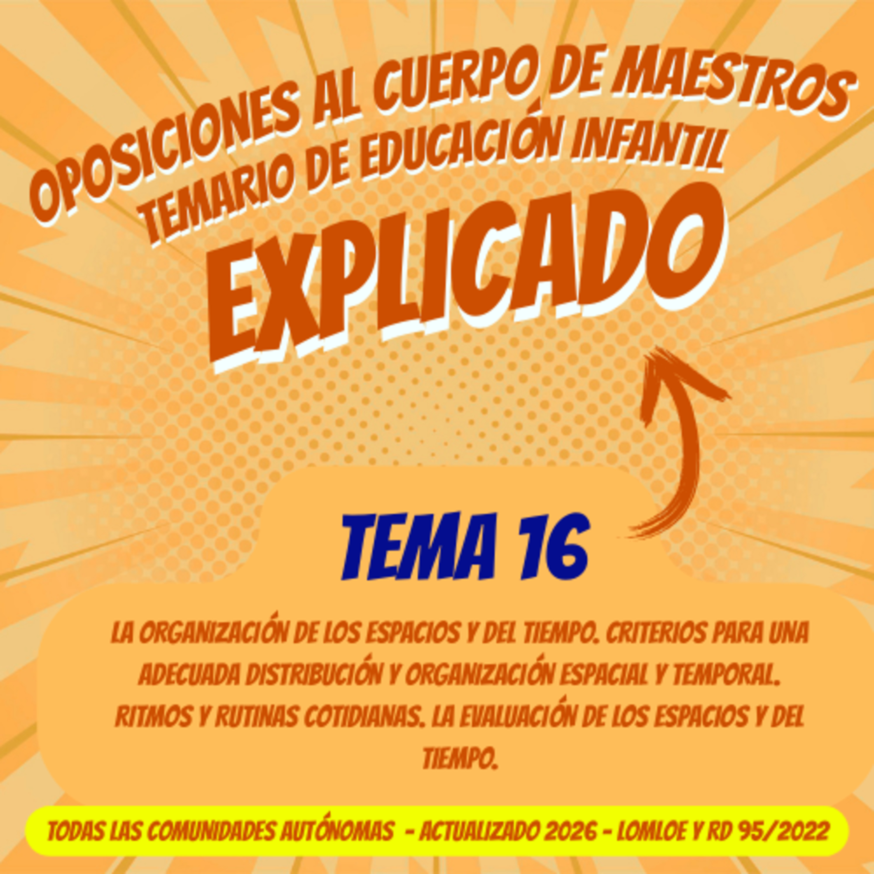 TEMA 16 OPOSICIONES EDUCACIÓN INFANTIL 2026 (LOMLOE Y RD95/2022) - La organización de los espacios y del tiempo. Criterios para una adecuada distribución y organización espacial y temporal. episode artwork