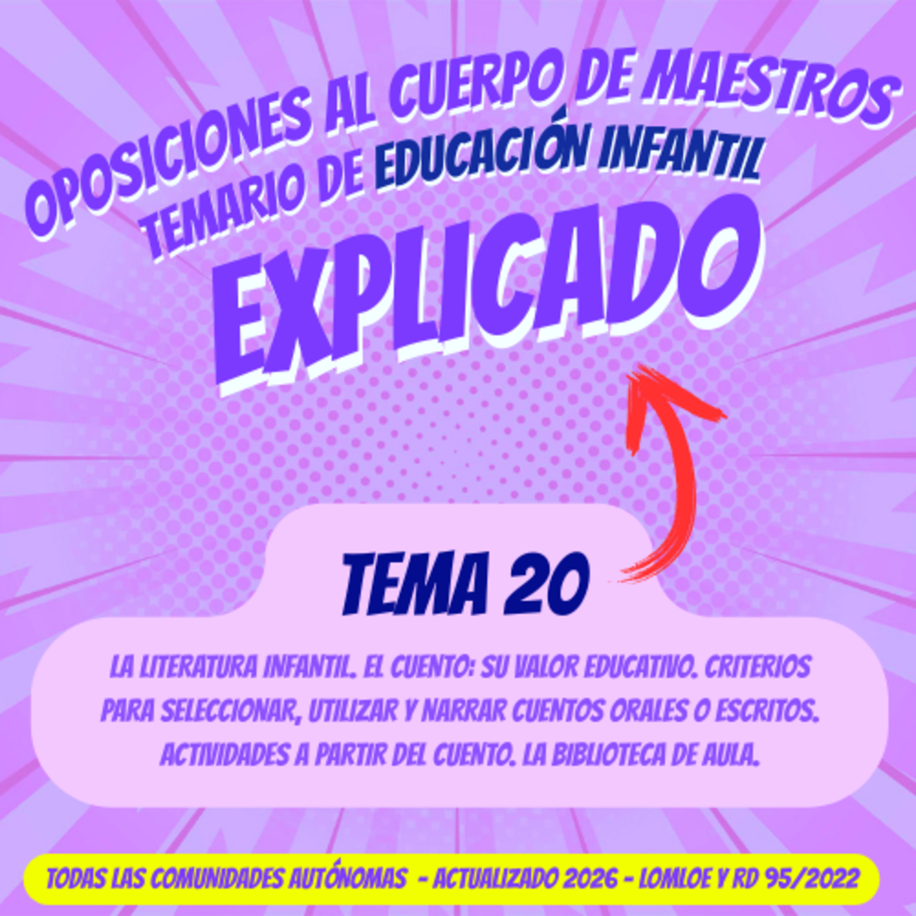 TEMA 20 OPOSICIONES EDUCACIÓN INFANTIL 2026 (LOMLOE Y RD95/2022) - La literatura infantil. El cuento: su valor educativo. Criterios para seleccionar, utilizar y narrar cuentos orales o escritos. episode artwork