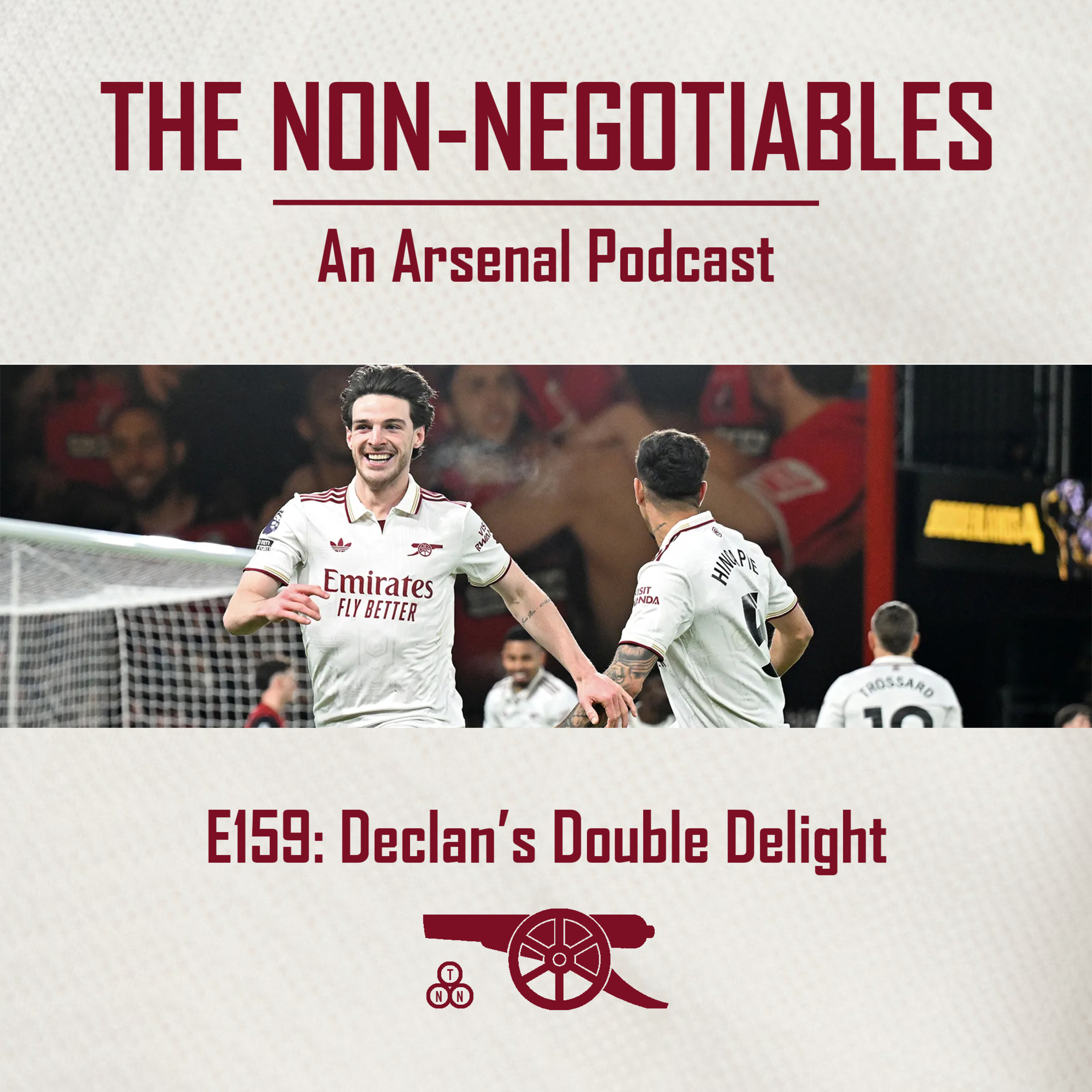 E159 "Declan’s Double Delight: Rice Seals Arsenal Win at Bournemouth Ahead of Liverpool” episode artwork