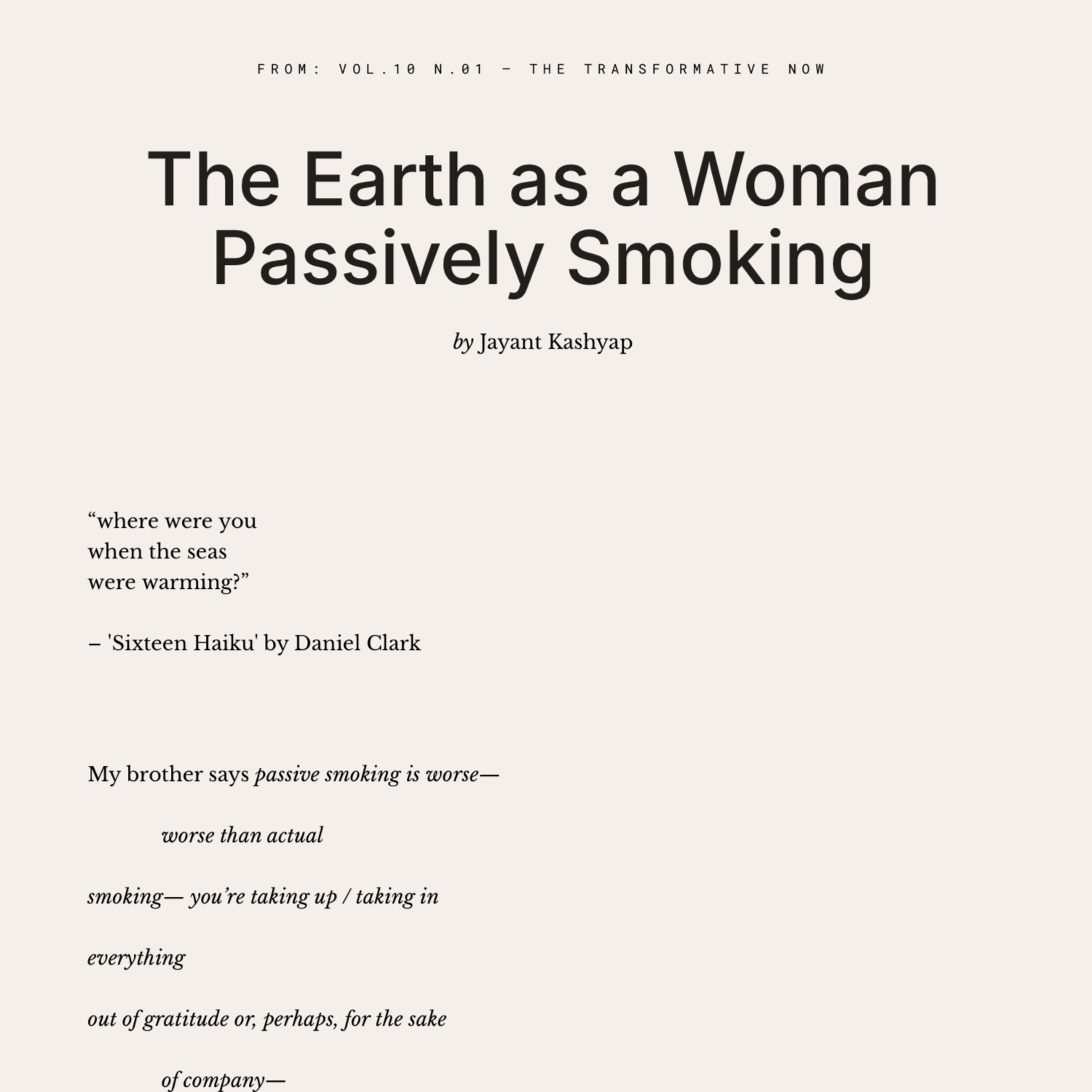 Jayant Kashyap: Poetry