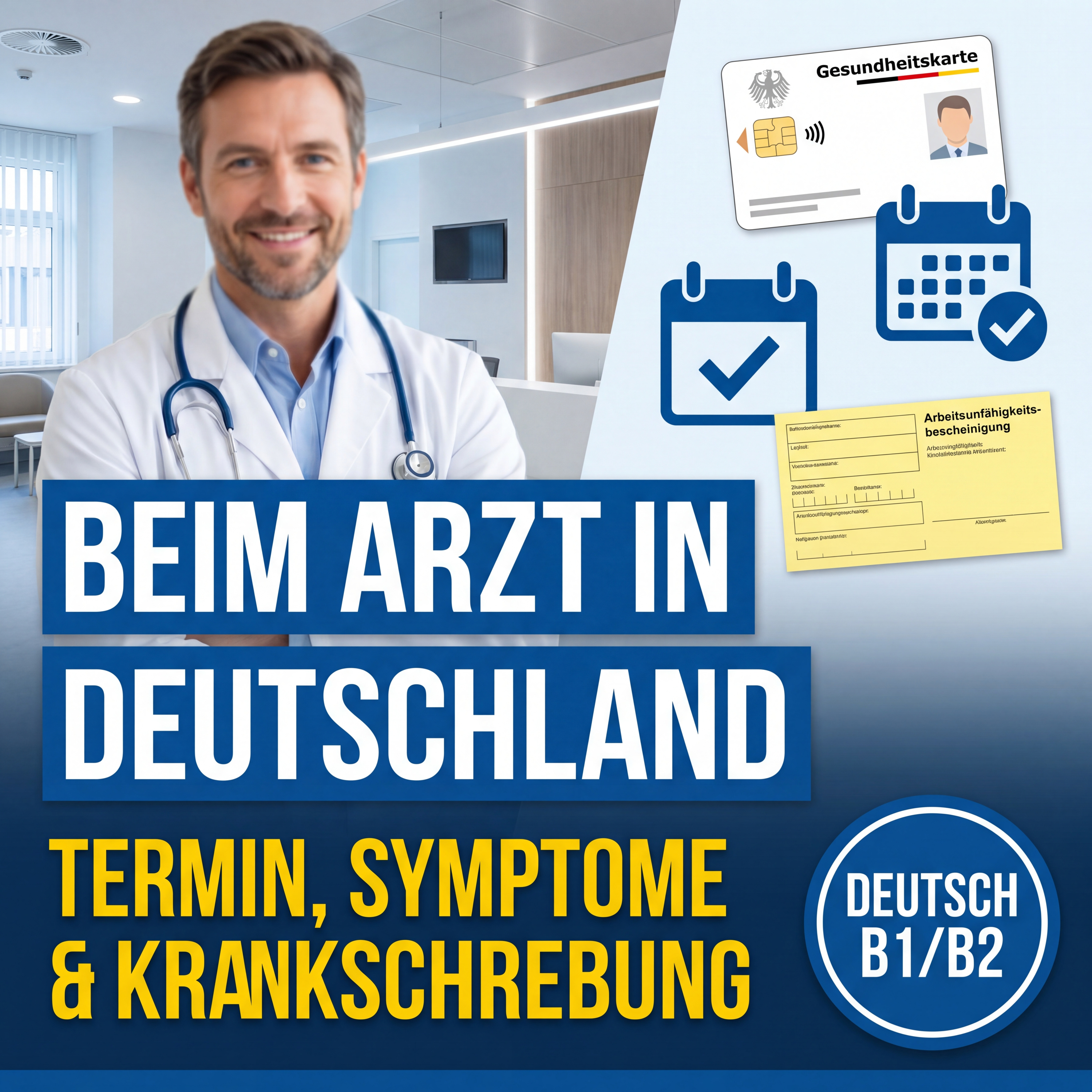 Going to the Doctor in Germany: Symptoms, Insurance & Sick Notes | Beim Arzt in Deutschland: Termine machen & Symptome erklären (Deutsch lernen)