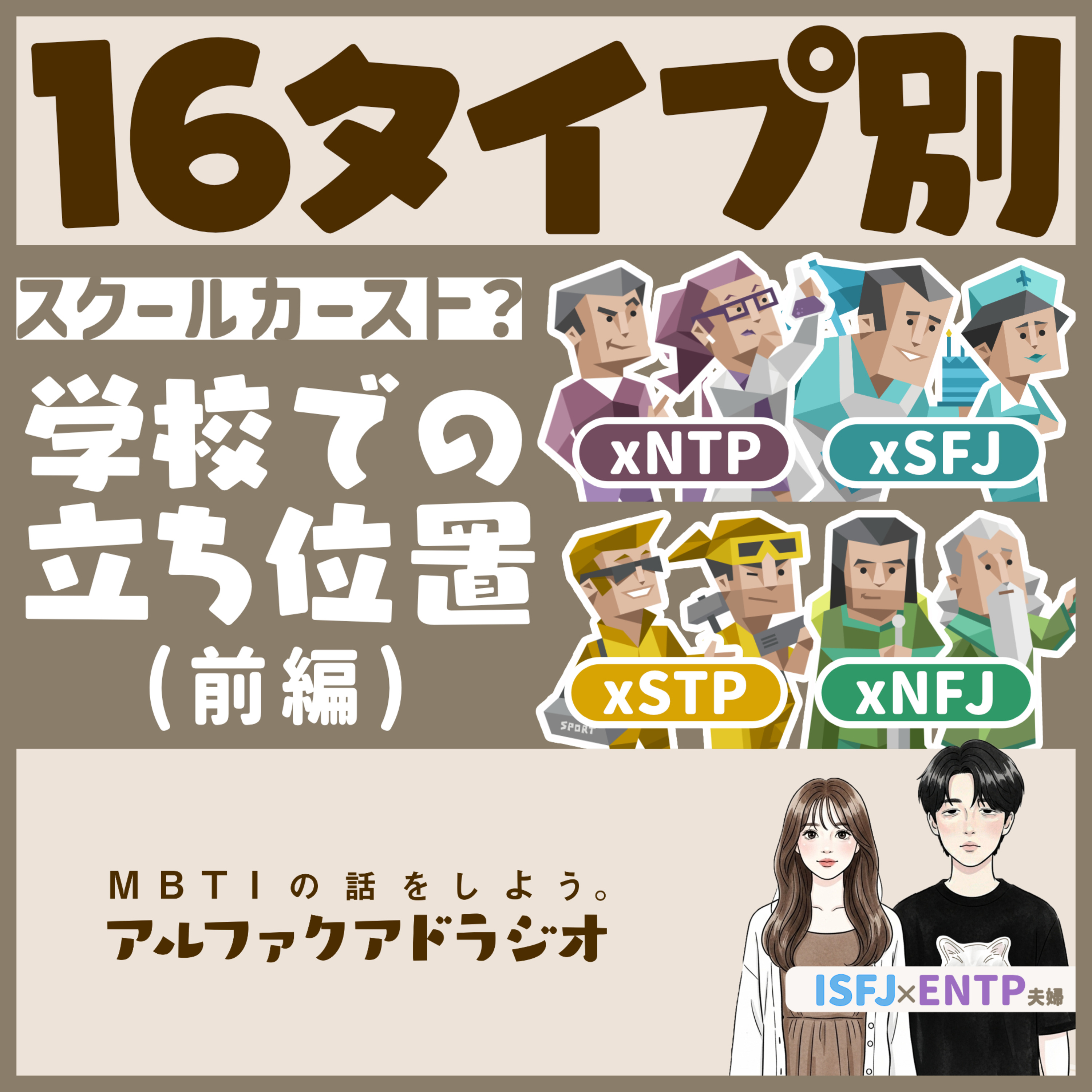 #203 「タイプと学校での立ち位置(前編)」 - MBTIの話をしよう。アルファクアドラジオ #MBTI #16personalities #MBTI診断 #ENTP #ISFJ episode artwork