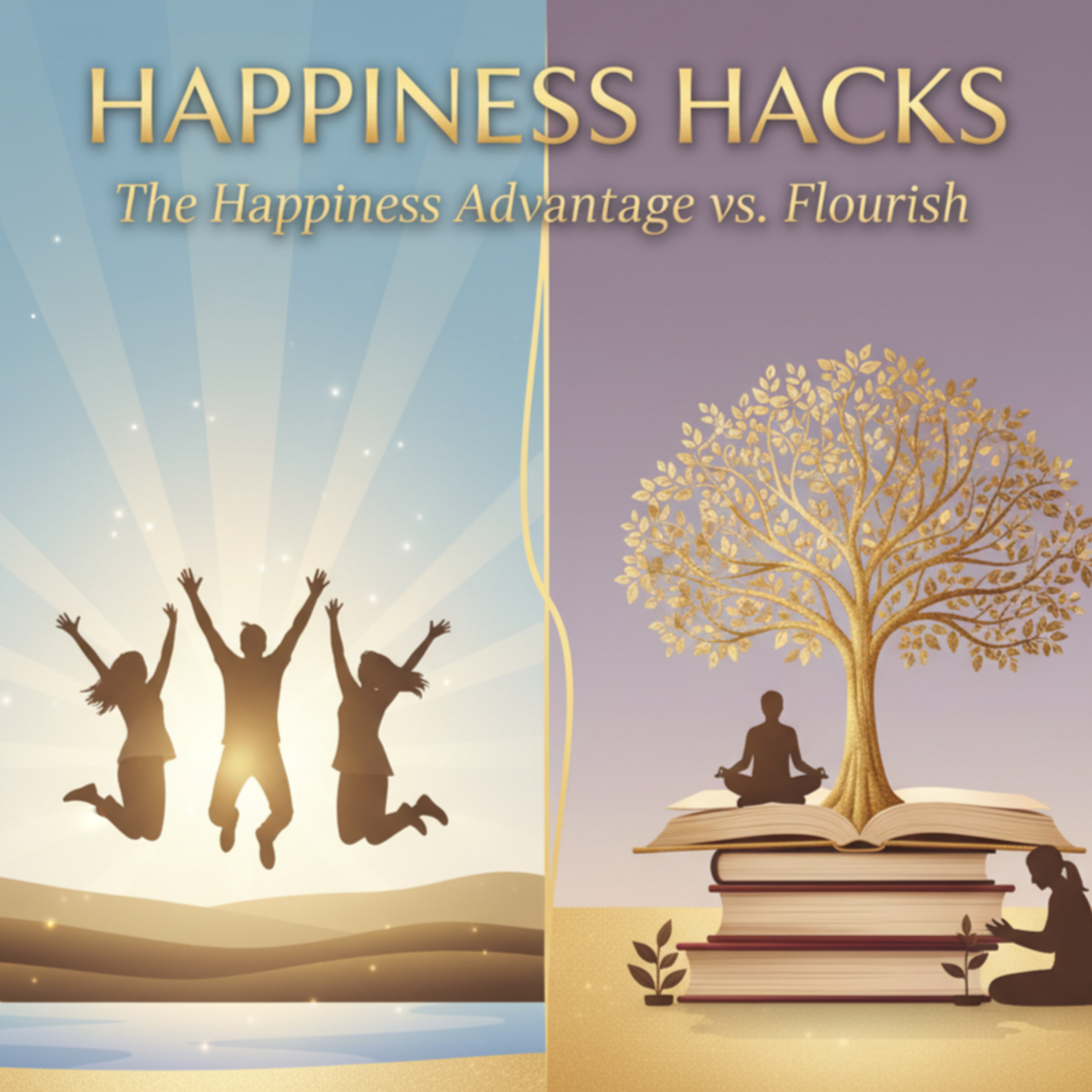 Happiness Hacks: The Happiness Advantage vs. Flourish episode artwork