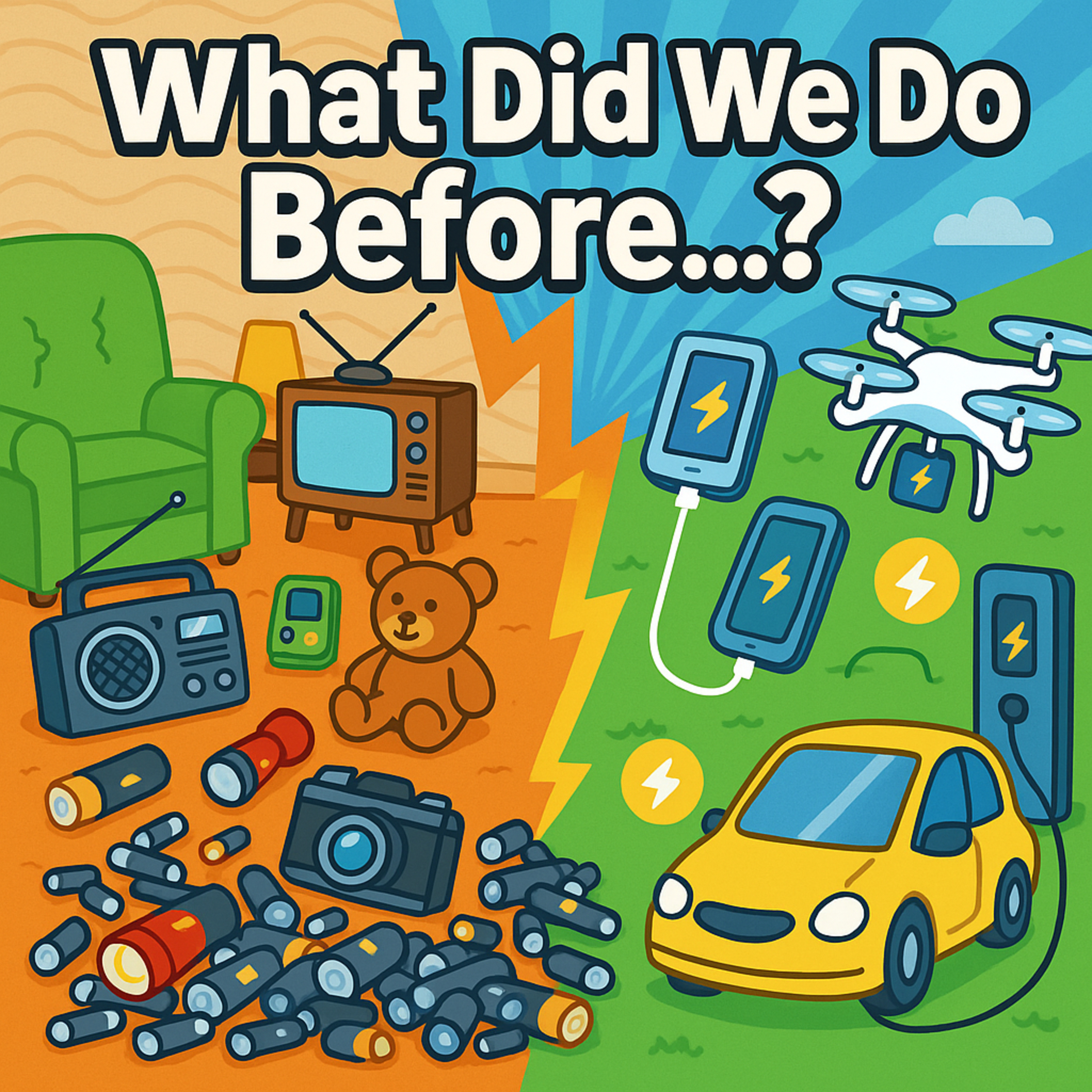 🔋 What Did We Do Before... Rechargeable Batteries? | Kids’ History Podcast 🎧 episode artwork