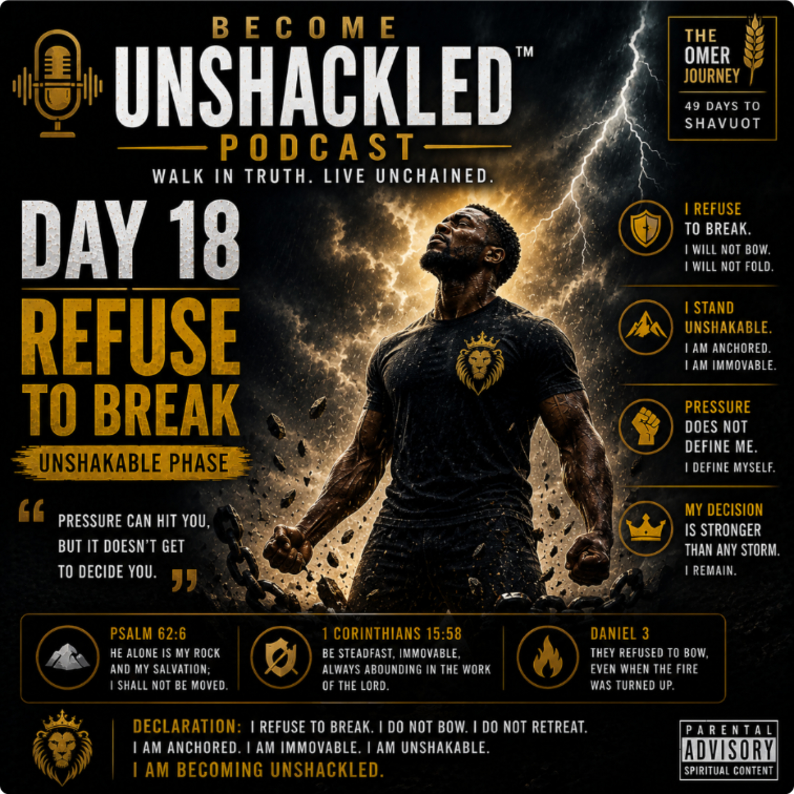 Become Unshackled™ Podcast | Day 18 of the Omer: Refuse to Break (Unshakable Faith & Stability) episode artwork