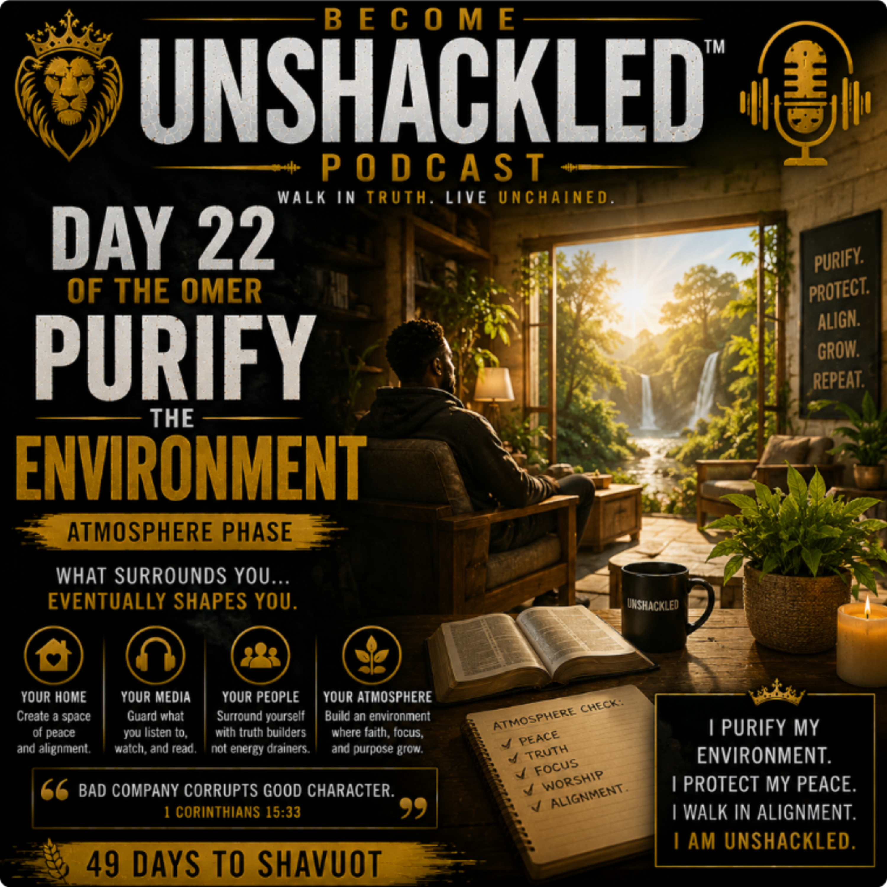 Become Unshackled™ Podcast | Day 22 of the Omer: Purify the Environment (Atmosphere & Alignment) episode artwork