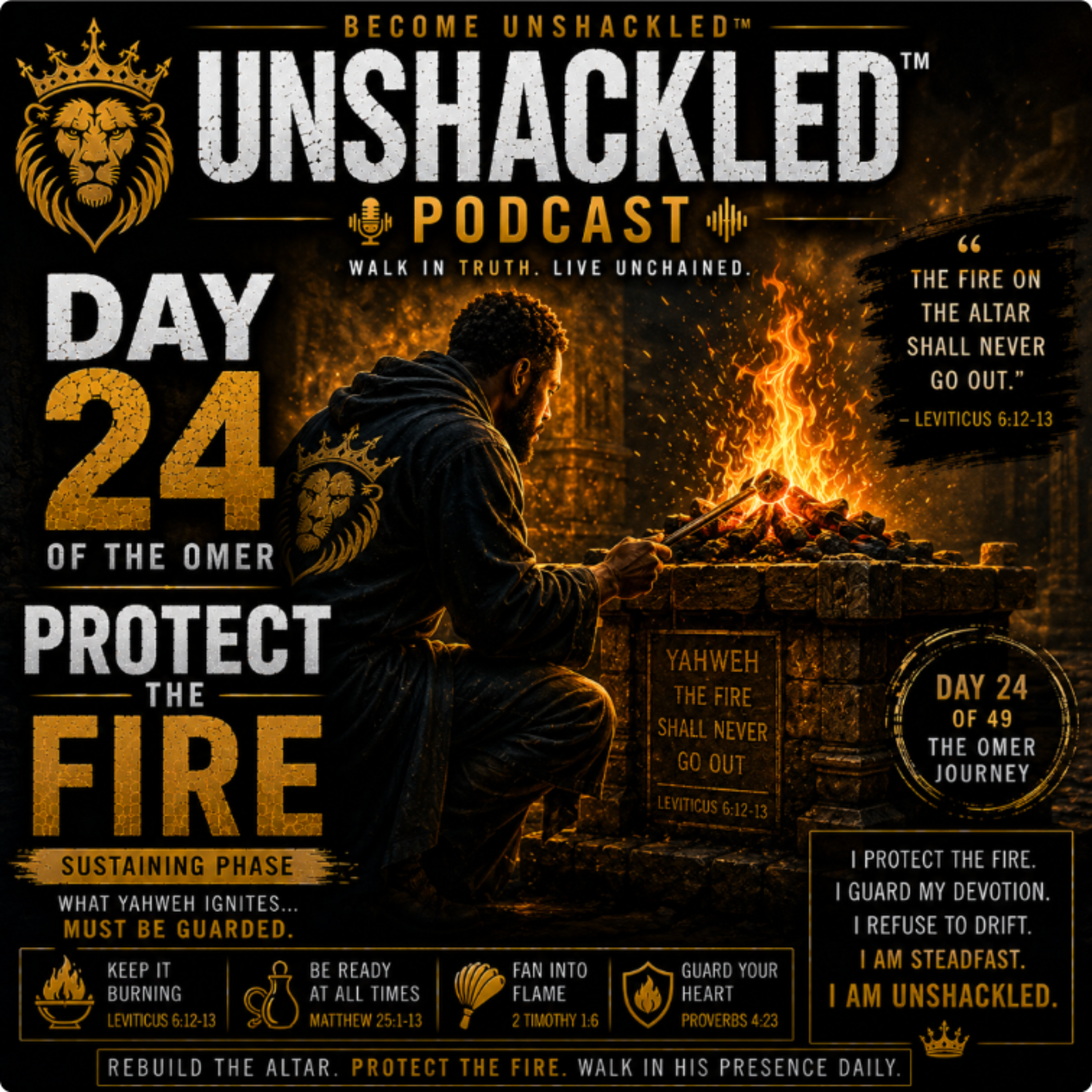 Become Unshackled™ Podcast | Day 24 of the Omer: Protect the Fire (Sustaining Holy Devotion) episode artwork