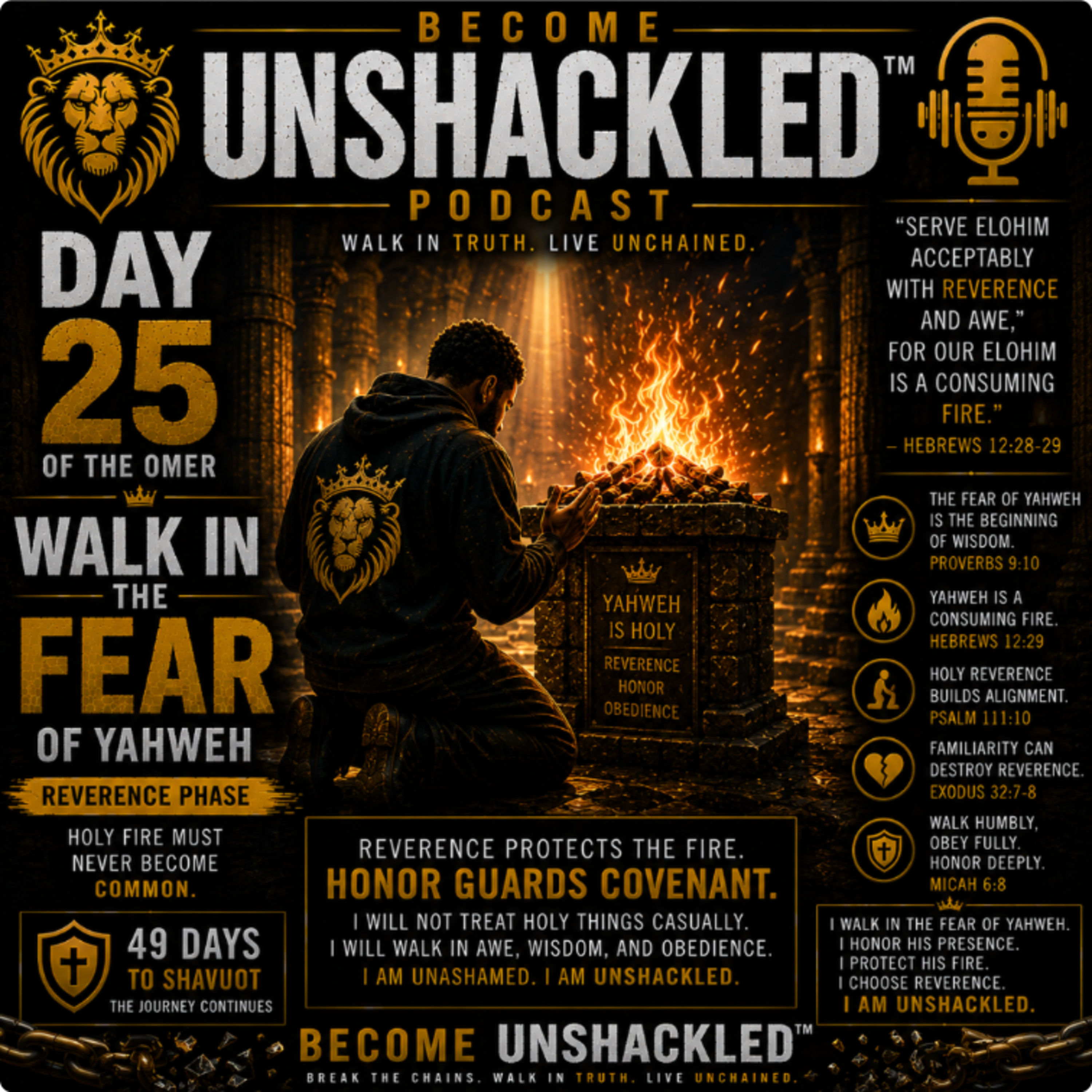 Become Unshackled™ Podcast | Day 25 of the Omer: Walk in the Fear of Yahweh (Reverence & Wisdom) episode artwork