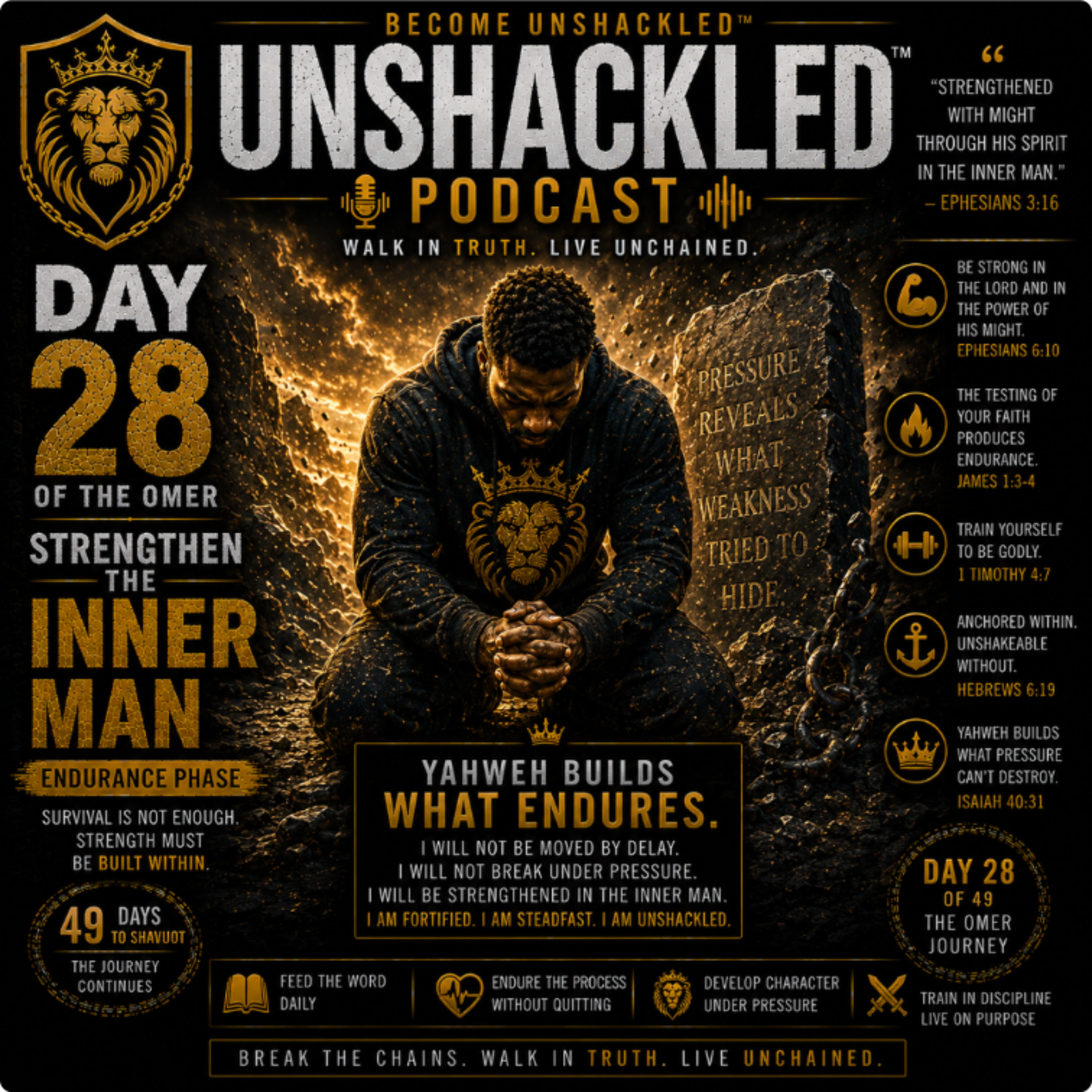 Become Unshackled™ Podcast | Day 28 of the Omer: Strengthen the Inner Man (Endurance & Spiritual Strength) episode artwork