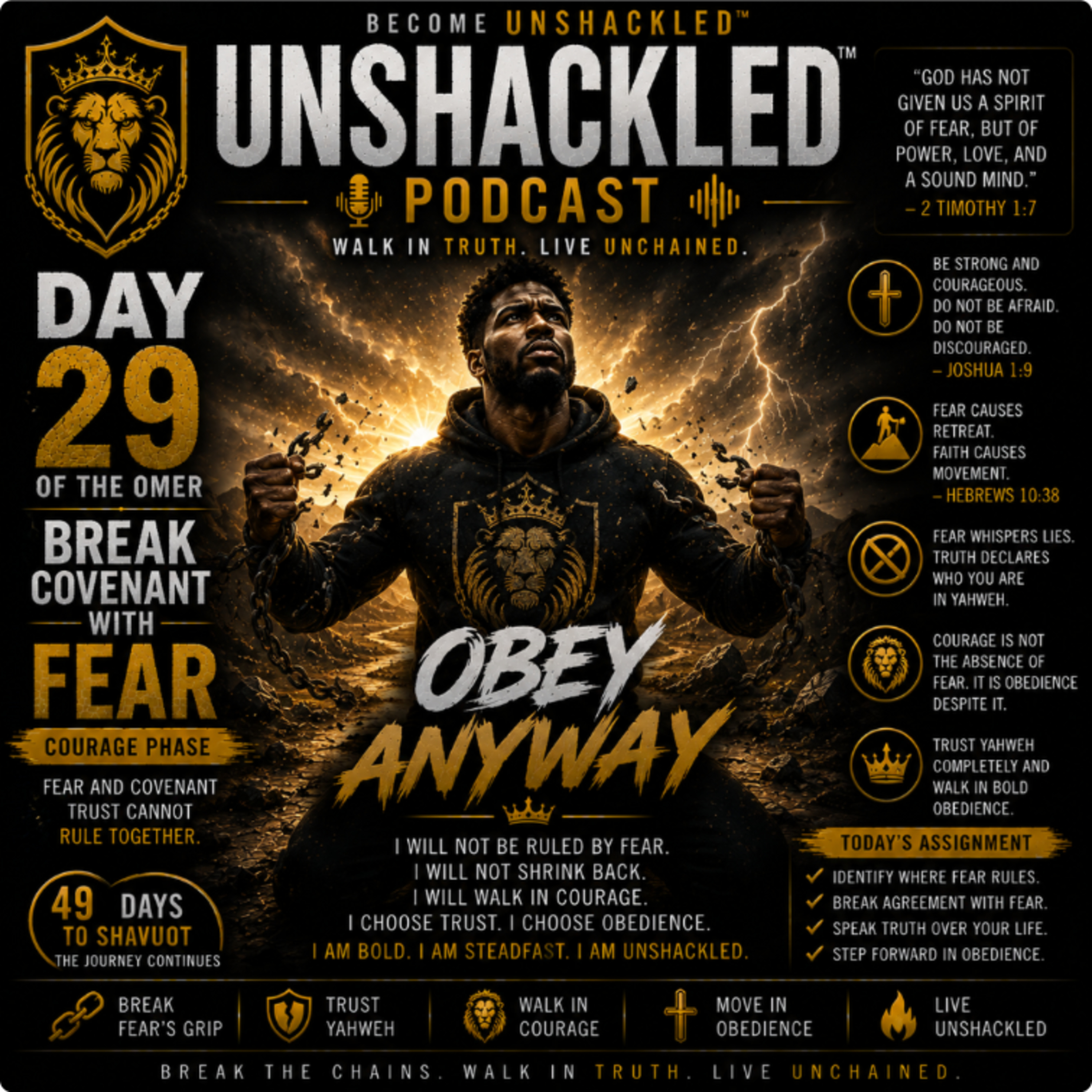 Become Unshackled™ Podcast | Day 29 of the Omer: Break Covenant with Fear (Courage & Trust) episode artwork