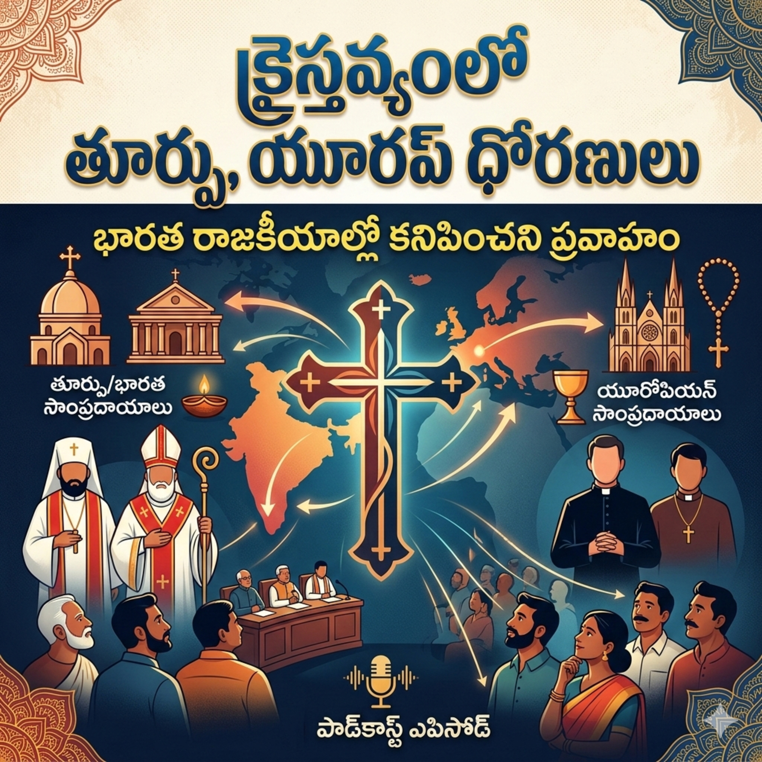 EP 90: క్రైస్తవ్యంలో తూర్పు, యూరప్ ధోరణులు: భారత రాజకీయాల్లో కనిపించని ప్రవాహం 🧐✝️ episode artwork
