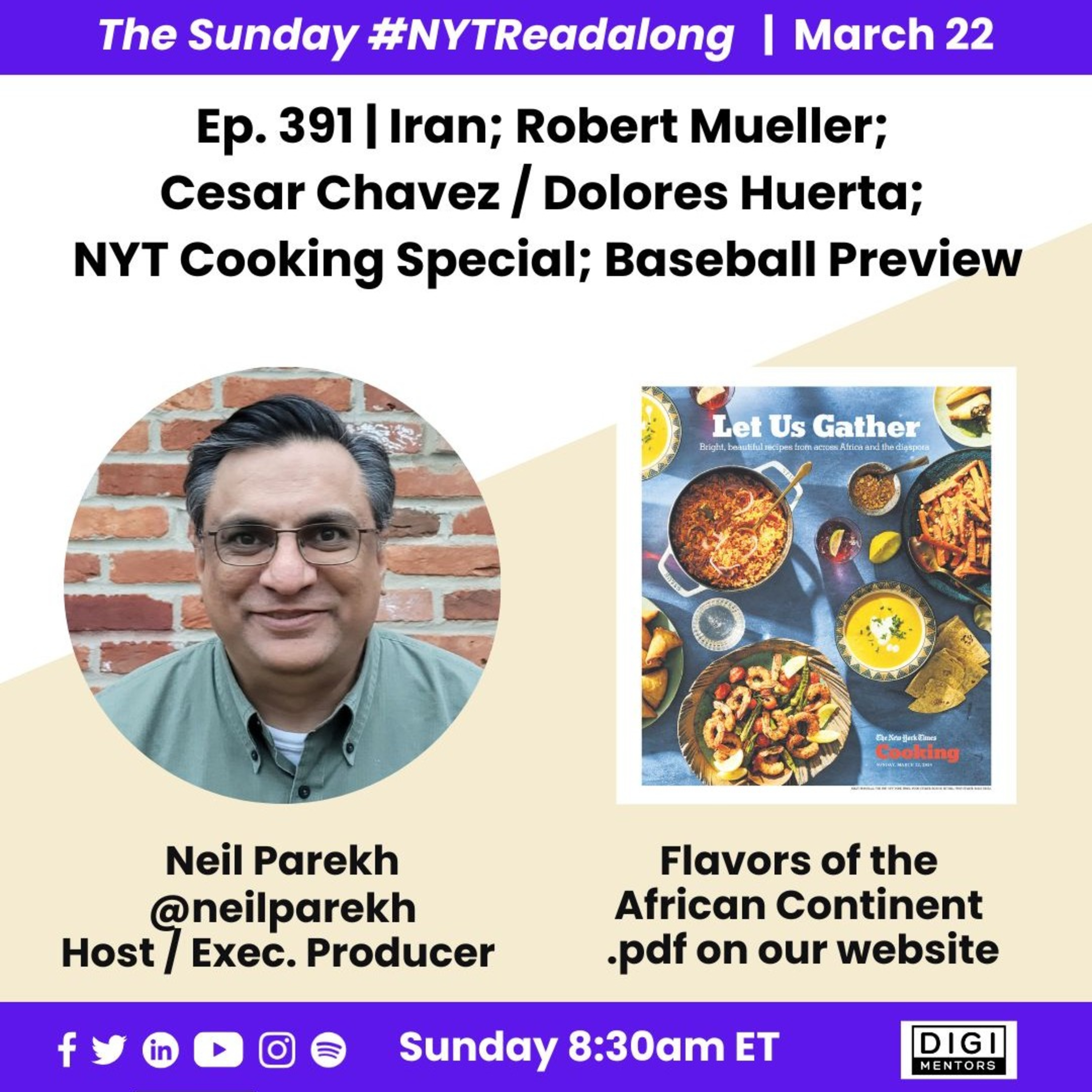 Ep. 391 - Iran; Robert Mueller; Dolores Huerta; NYT Cooking Special; Baseball Preview episode artwork