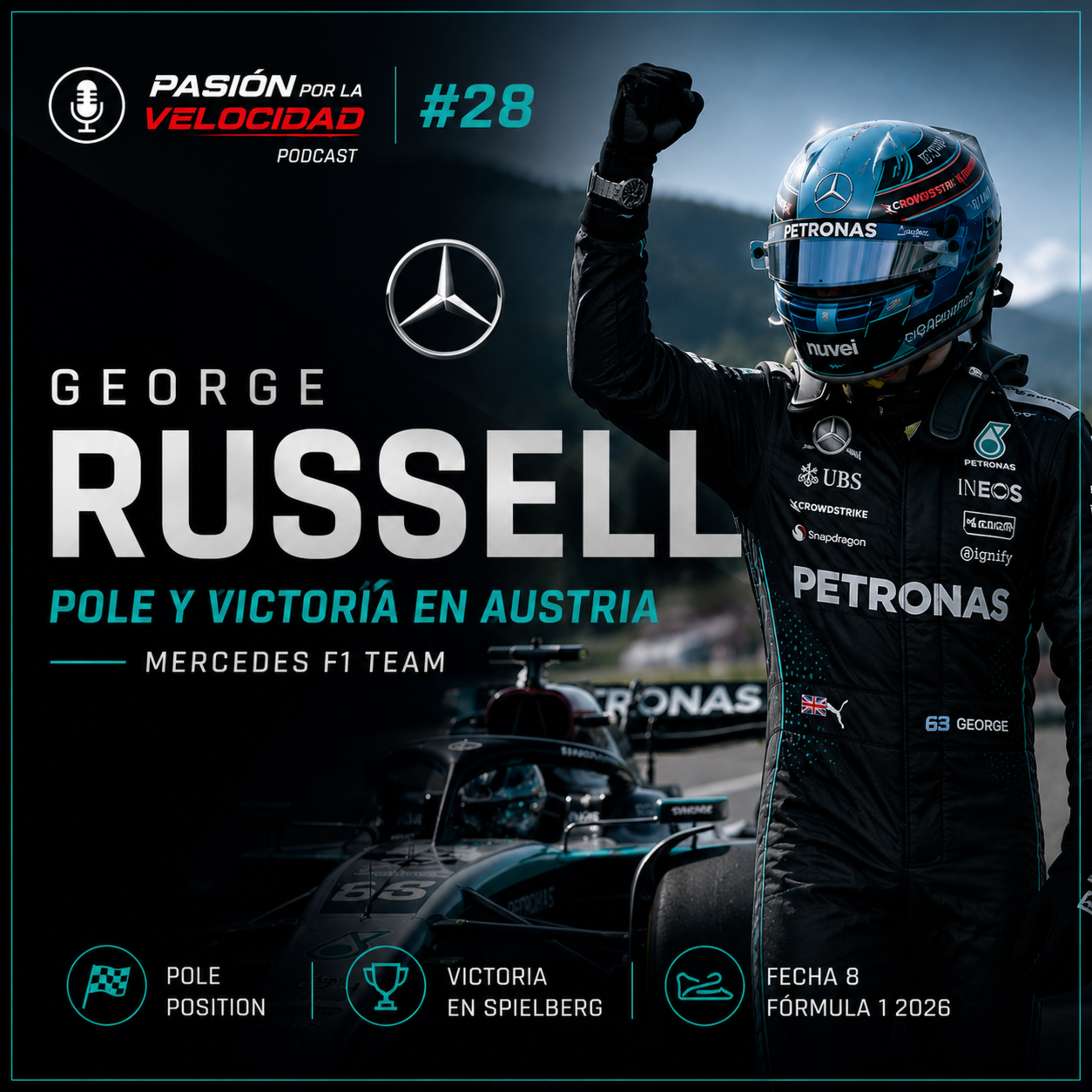 ¡Russell silencia a McLaren y Ferrari! Pole + Victoria en Austria | Podcast #28 Pasión Por La Velocidad episode artwork