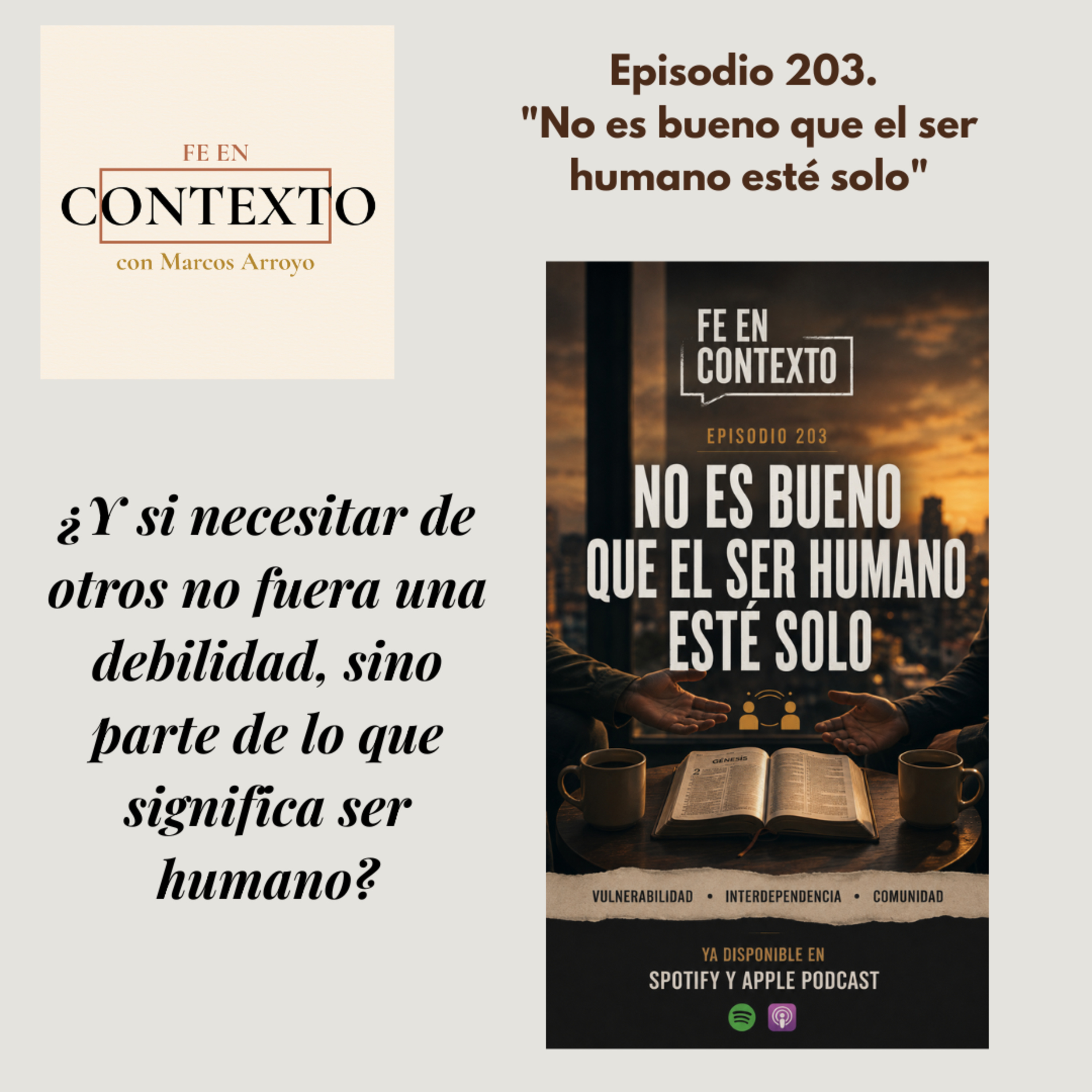 Episodio 203. "No es bueno que el ser humano esté solo" episode artwork