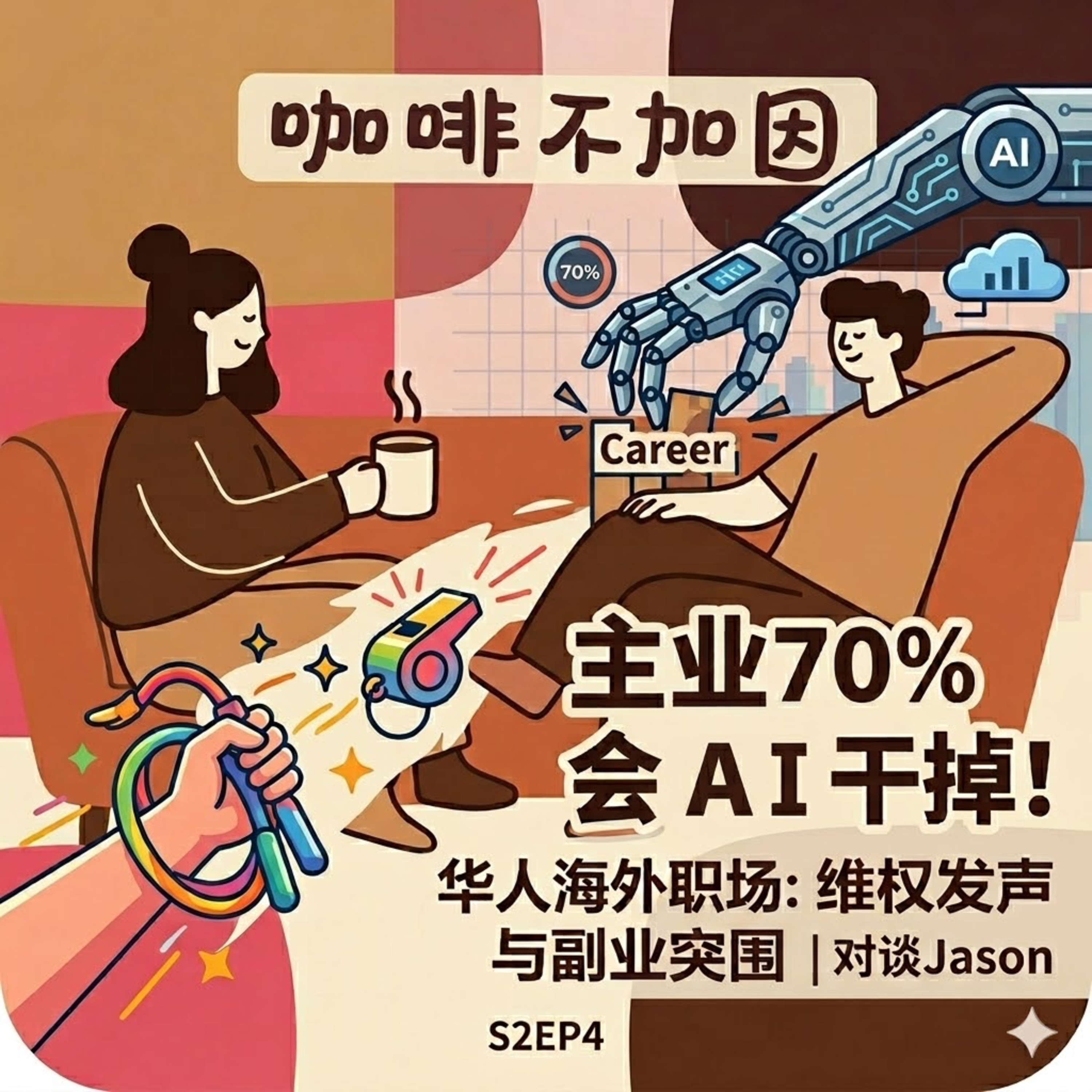 S2EP4 主业70%会被AI干掉，我提前找好了退路｜华人海外职场：维权发声与副业突围｜对谈Jason episode artwork