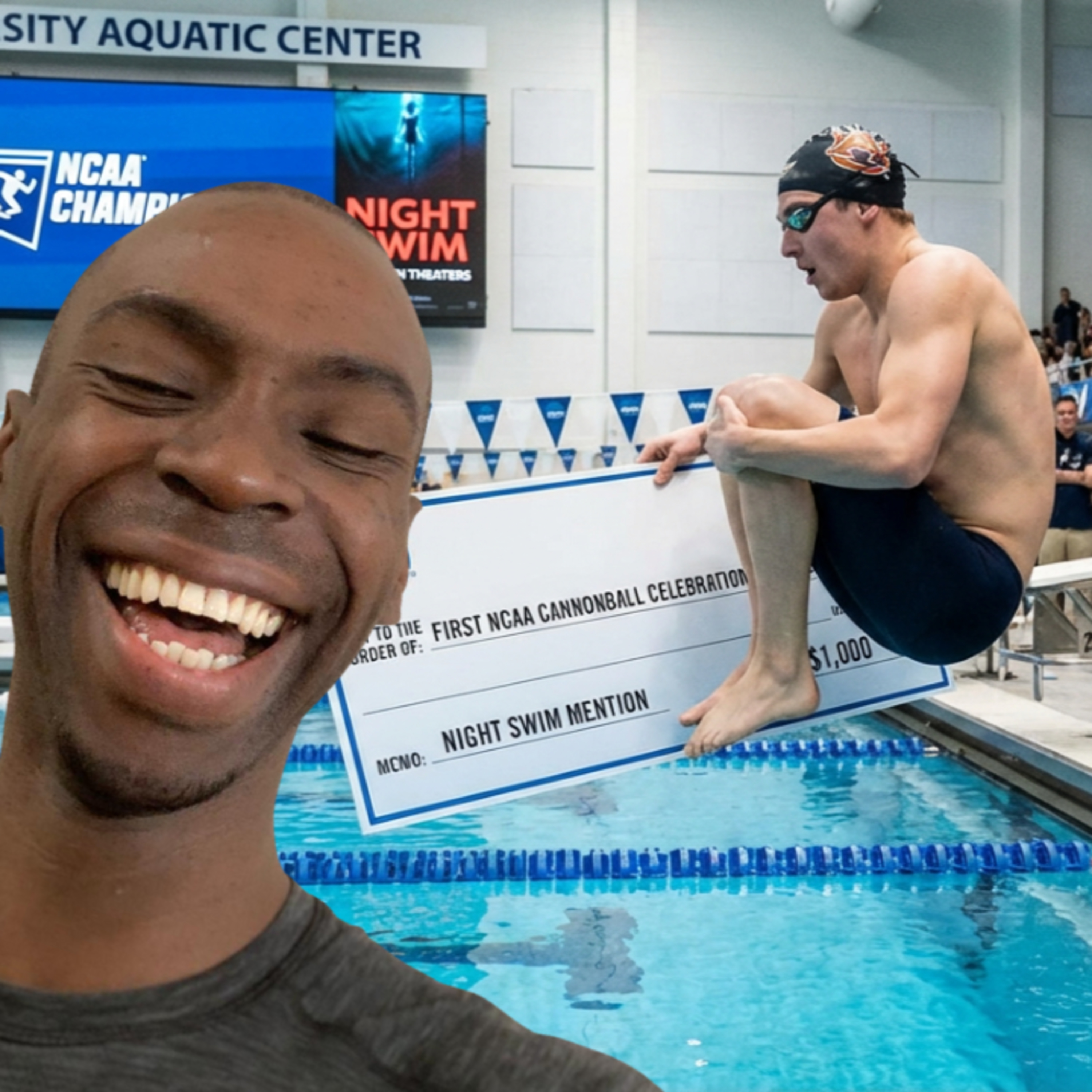 $1,000 for the first NCAA swimmer to do a cannonball celly + mention Night Swim