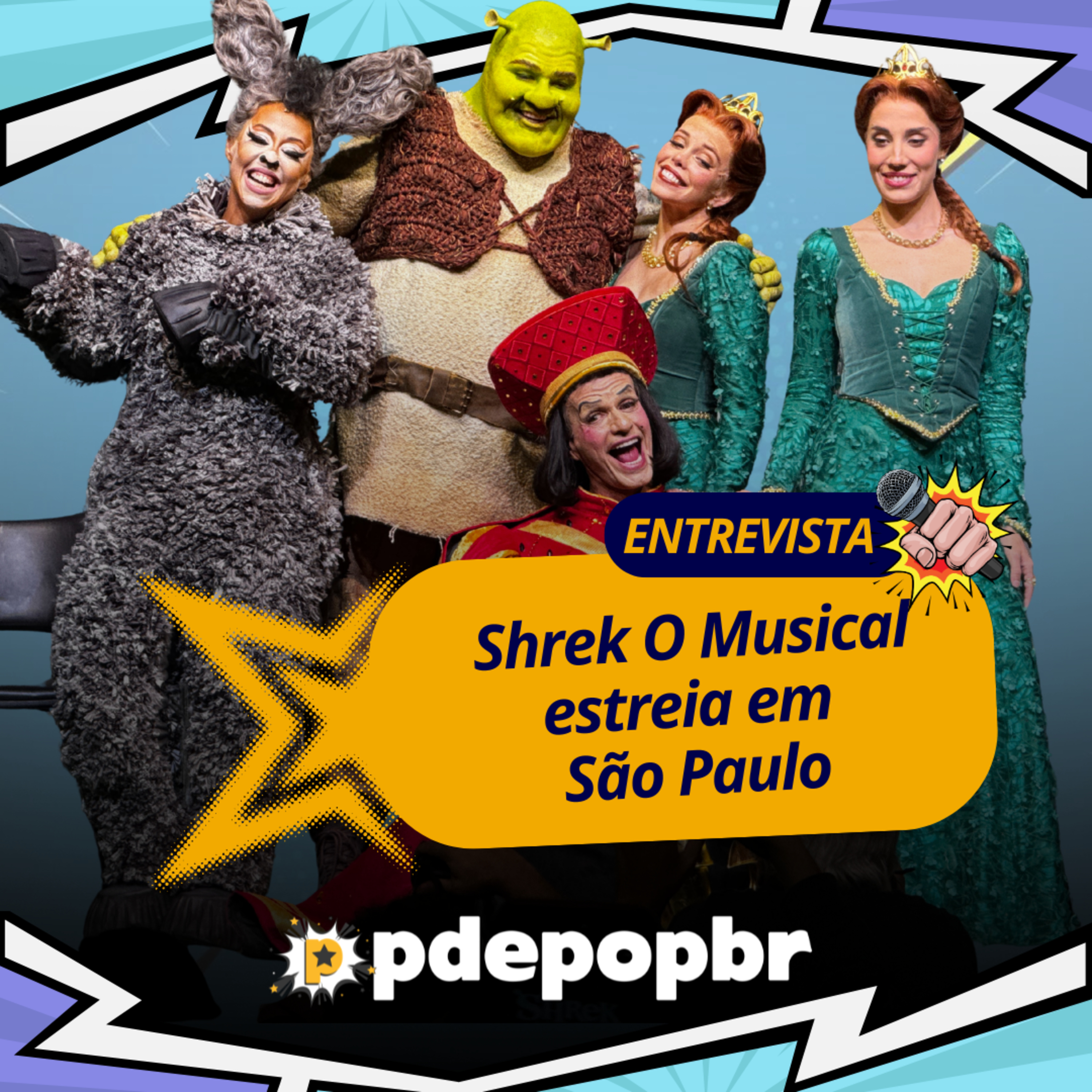 P de Pop Brasil na coletiva de imprensa de "Shrek: O Musical" episode artwork