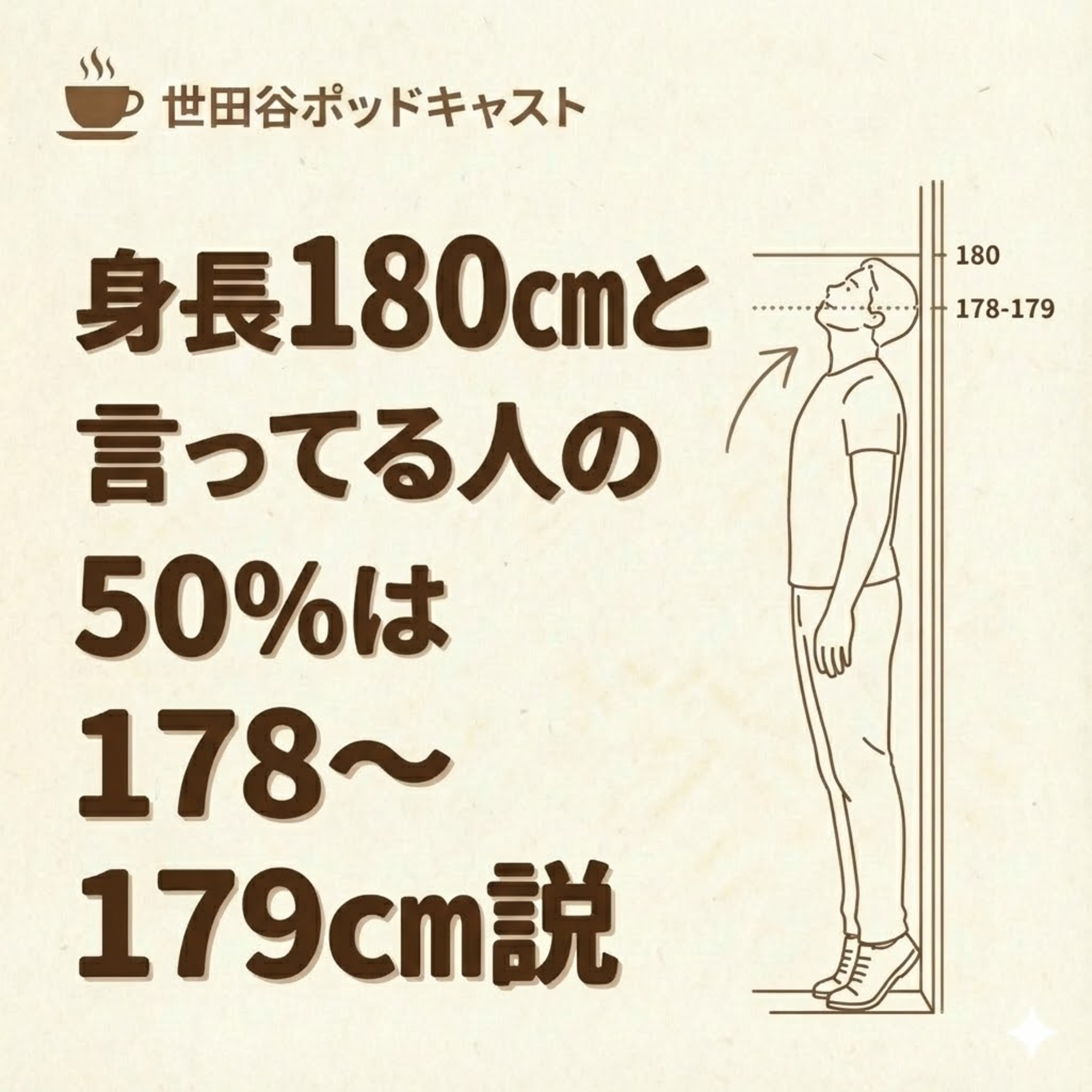身長180cmと言ってる人の50%は178〜179cm説 episode artwork