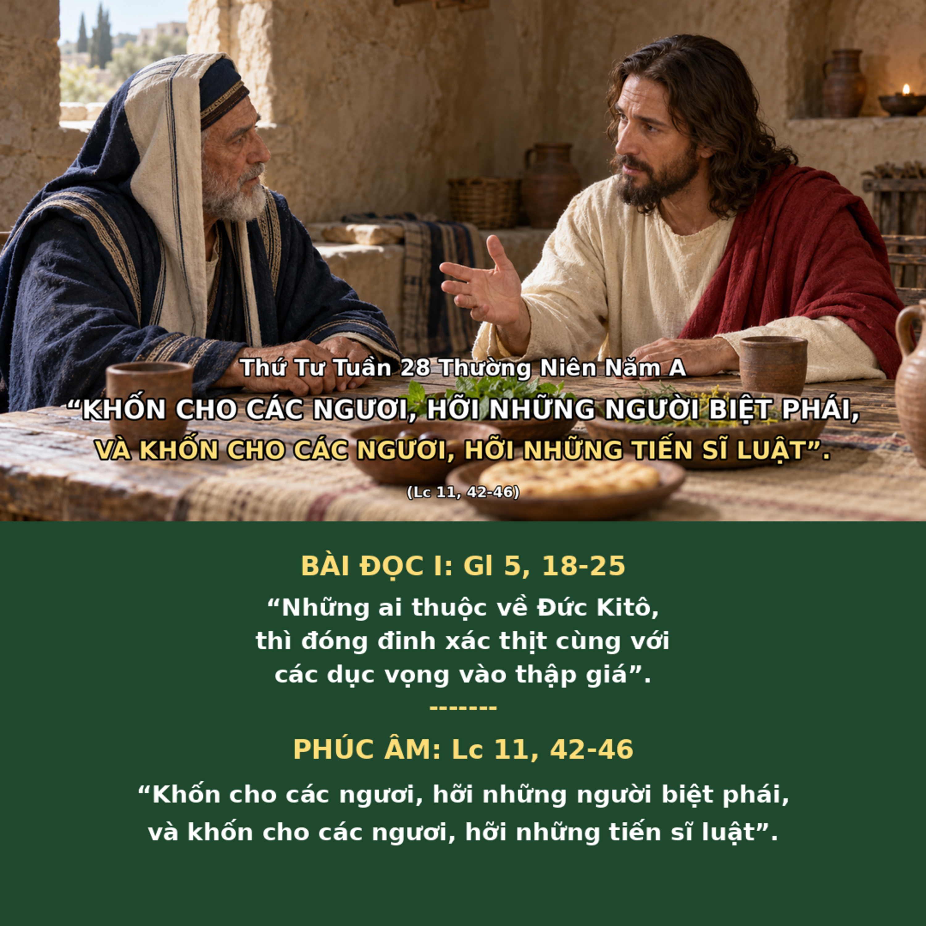 [14/10/2026] Lời Chúa Hôm Nay – Thứ Tư Tuần 28 Thường Niên Năm A | Bài Đọc & Suy Niệm Lời Chúa