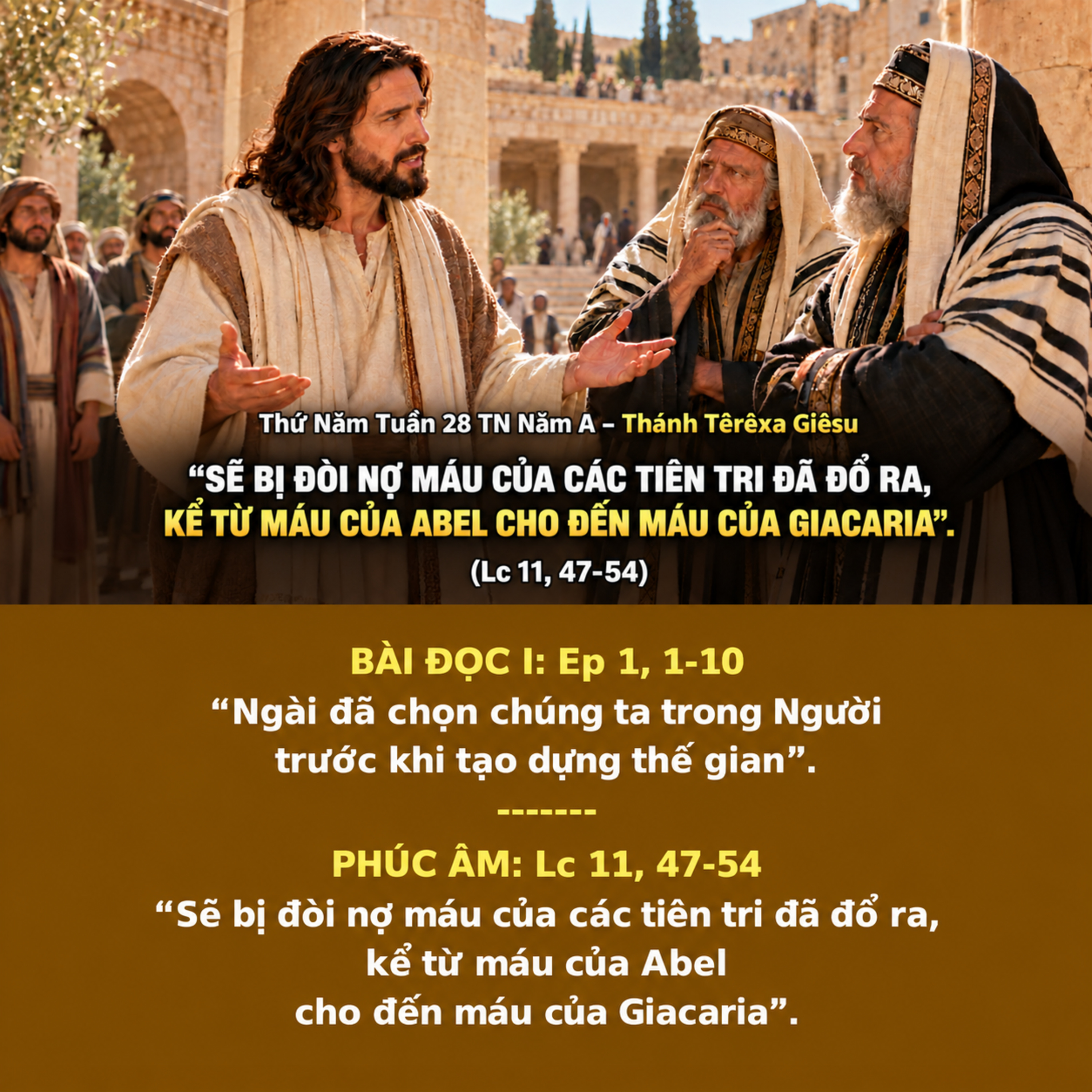 [15/10/2026] Lời Chúa Hôm Nay – Thứ Năm Tuần 28 Thường Niên Năm A | Bài Đọc & Suy Niệm Lời Chúa