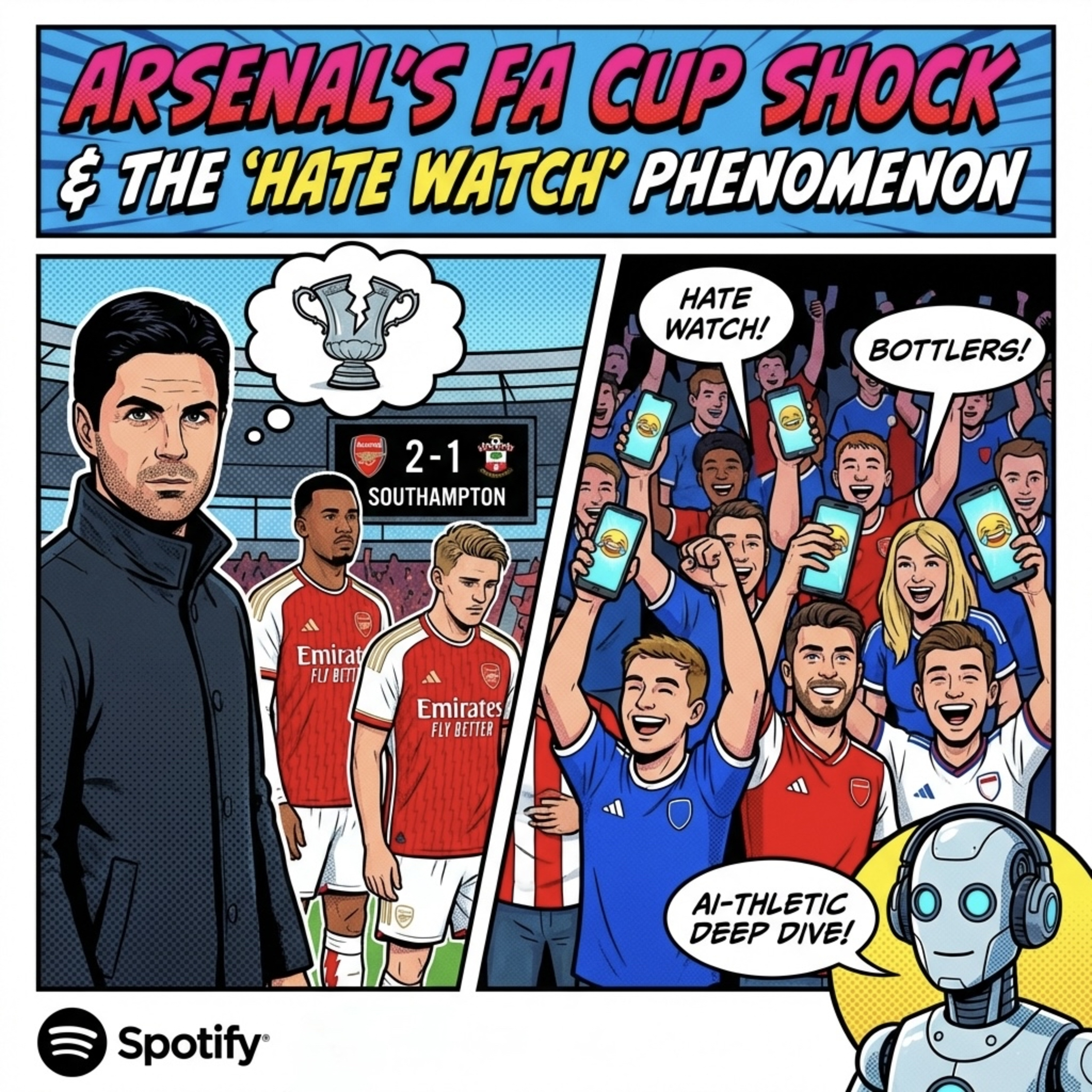 Podcast artwork for Arsenal's FA Cup Shock & The 'Hate Watch' Phenomenon: The AI-thletic Deep Dive