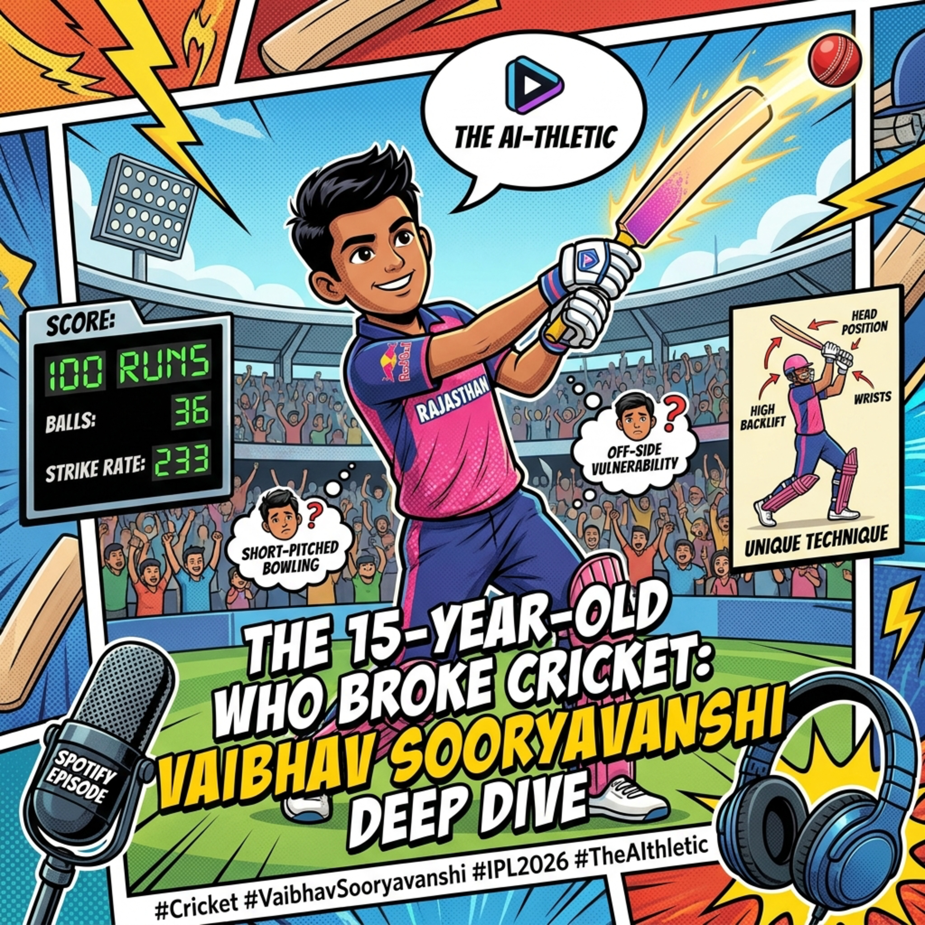 Podcast artwork for The 15-Year-Old Who Broke Cricket: Vaibhav Sooryavanshi Deep Dive | The AI-thletic