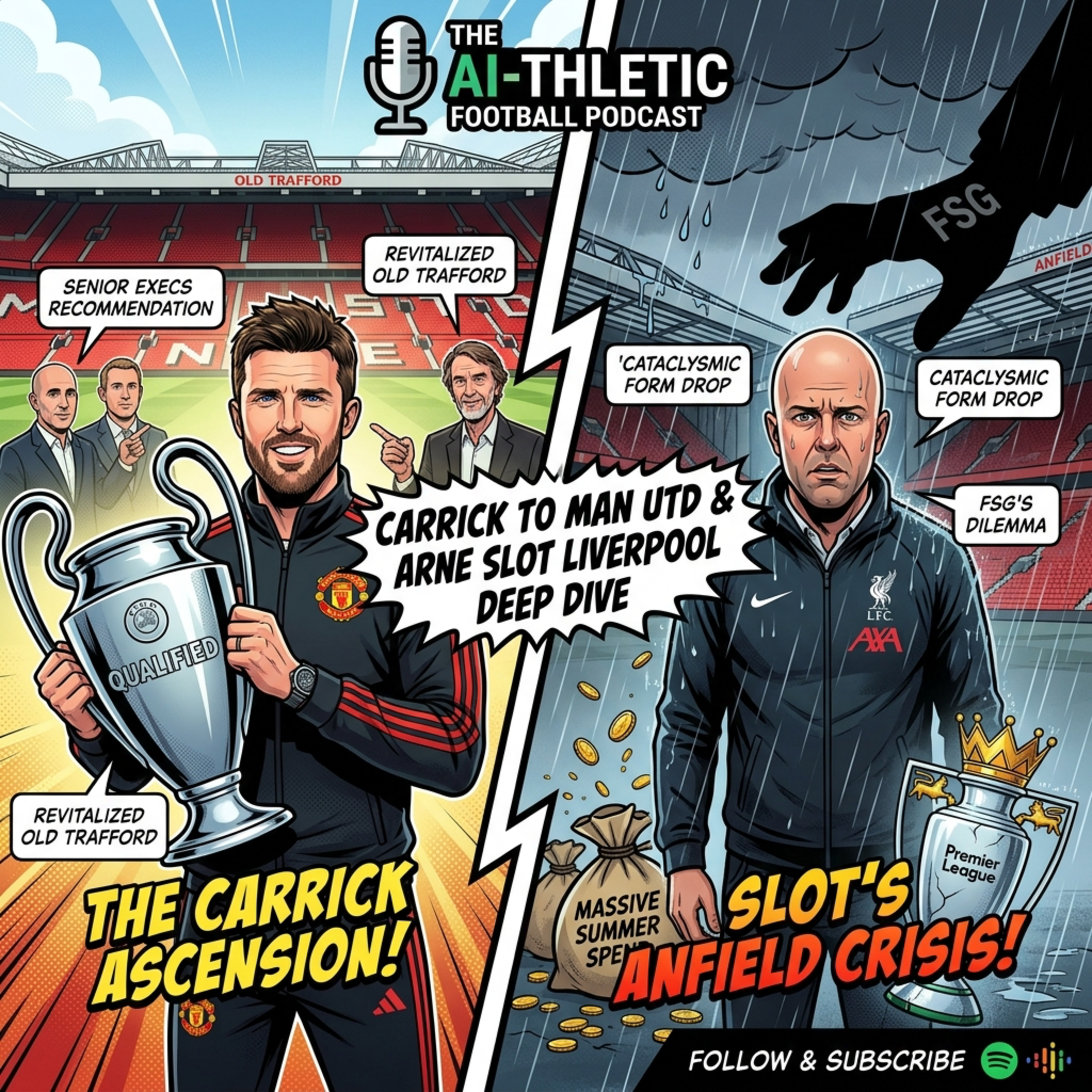 Podcast artwork for Carrick to Man Utd & Arne Slot Liverpool Crisis: Deep Dive | The AI-thletic